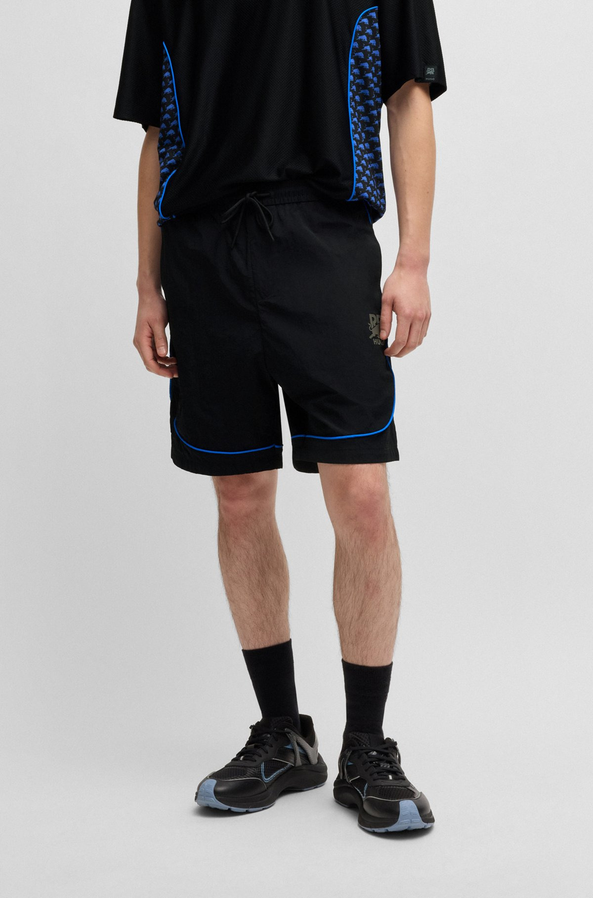 HUGO X RB DRAWSTRING SHORTS WITH PIPING DETAILS - 2