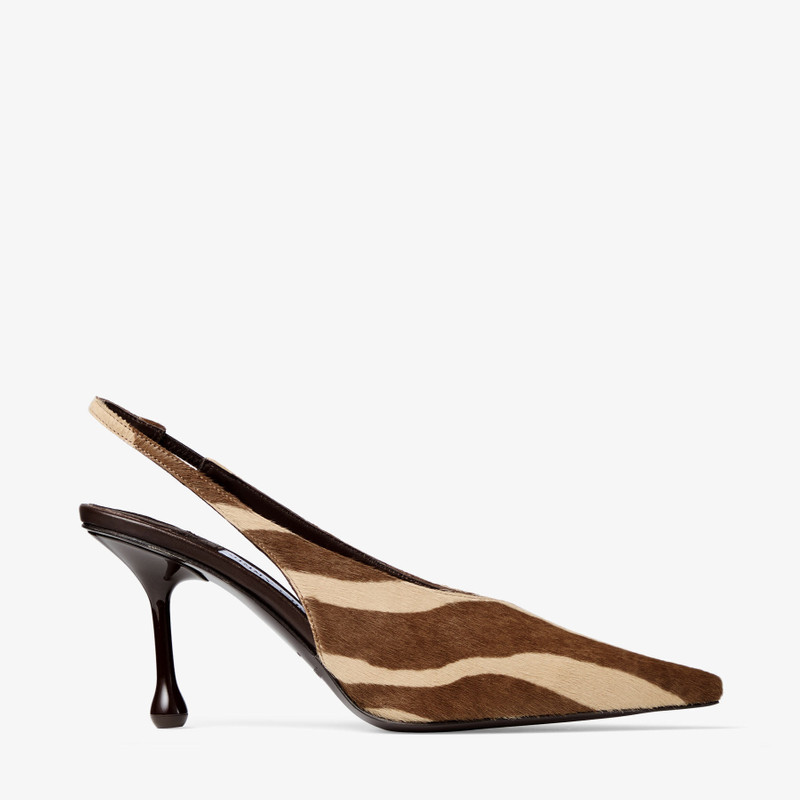 Isa 80 Chocolate Zebra Printed Pony Pumps 1