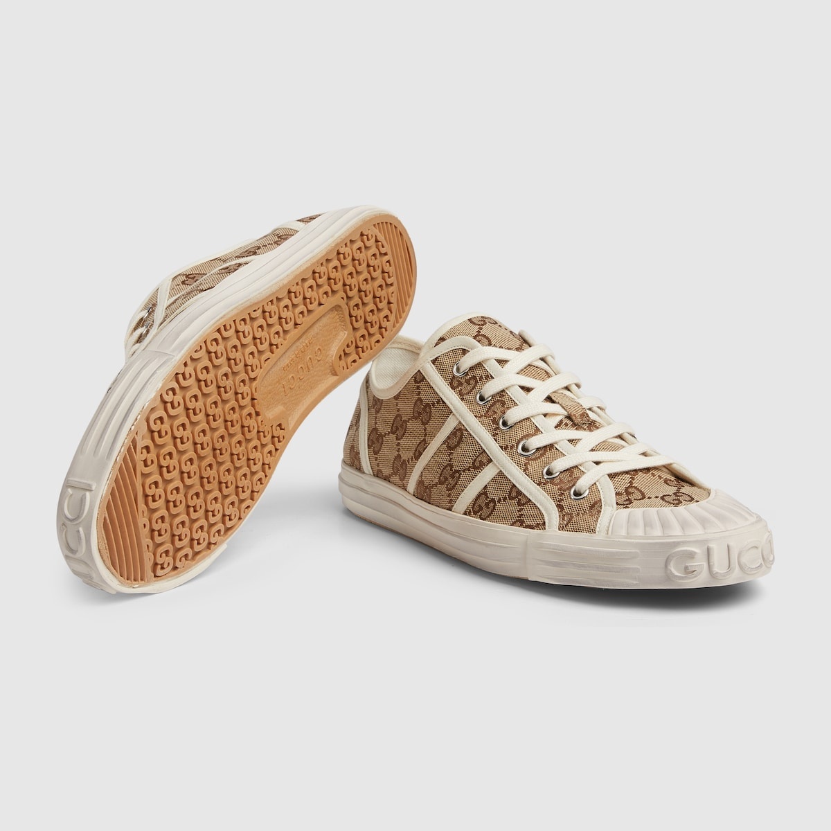 スニーカー GUCCI Men Sneakers 724005AABB88047 Gold Gucci Basket Sneakers 'Tan Gold Black' 724005-AABB8-8047
