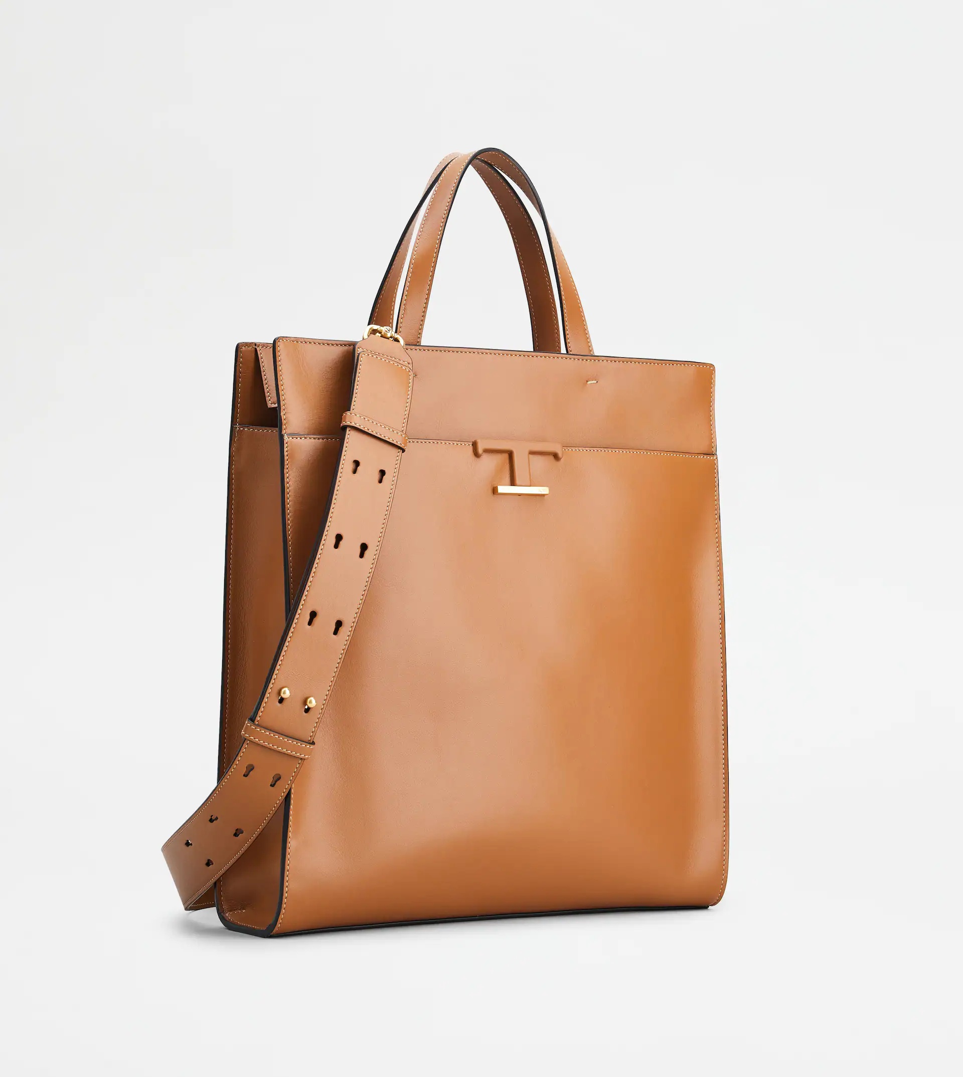 T TIMELESS SHOPPING BAG IN LEATHER MEDIUM - BROWN - 2