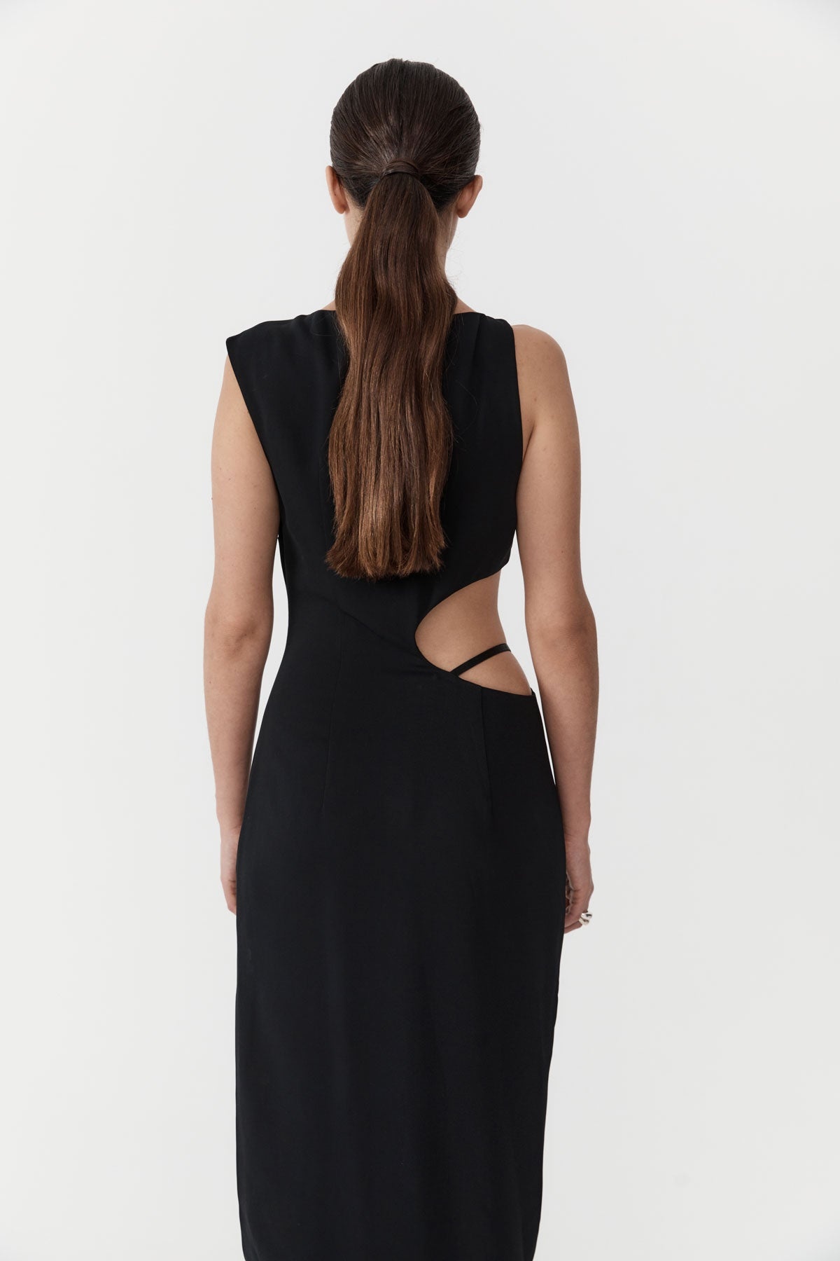 Arc Cut Out Dress - Black - 4