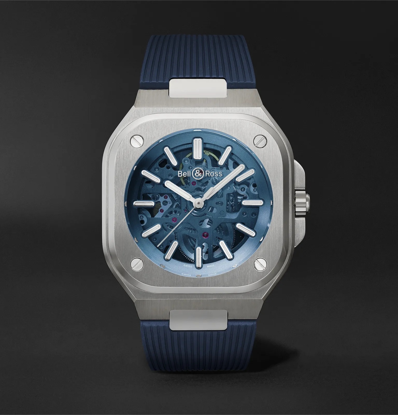 BR 05 Limited Edition Automatic Skeleton 40mm Stainless Steel and Rubber Watch, Ref. No. BR05A-BLU-S - 1