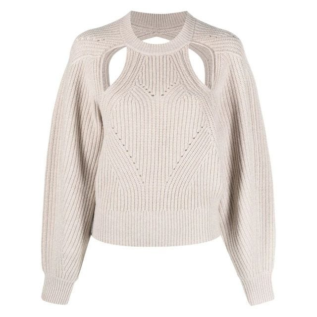 Beige palm sweater with cut-out - 1