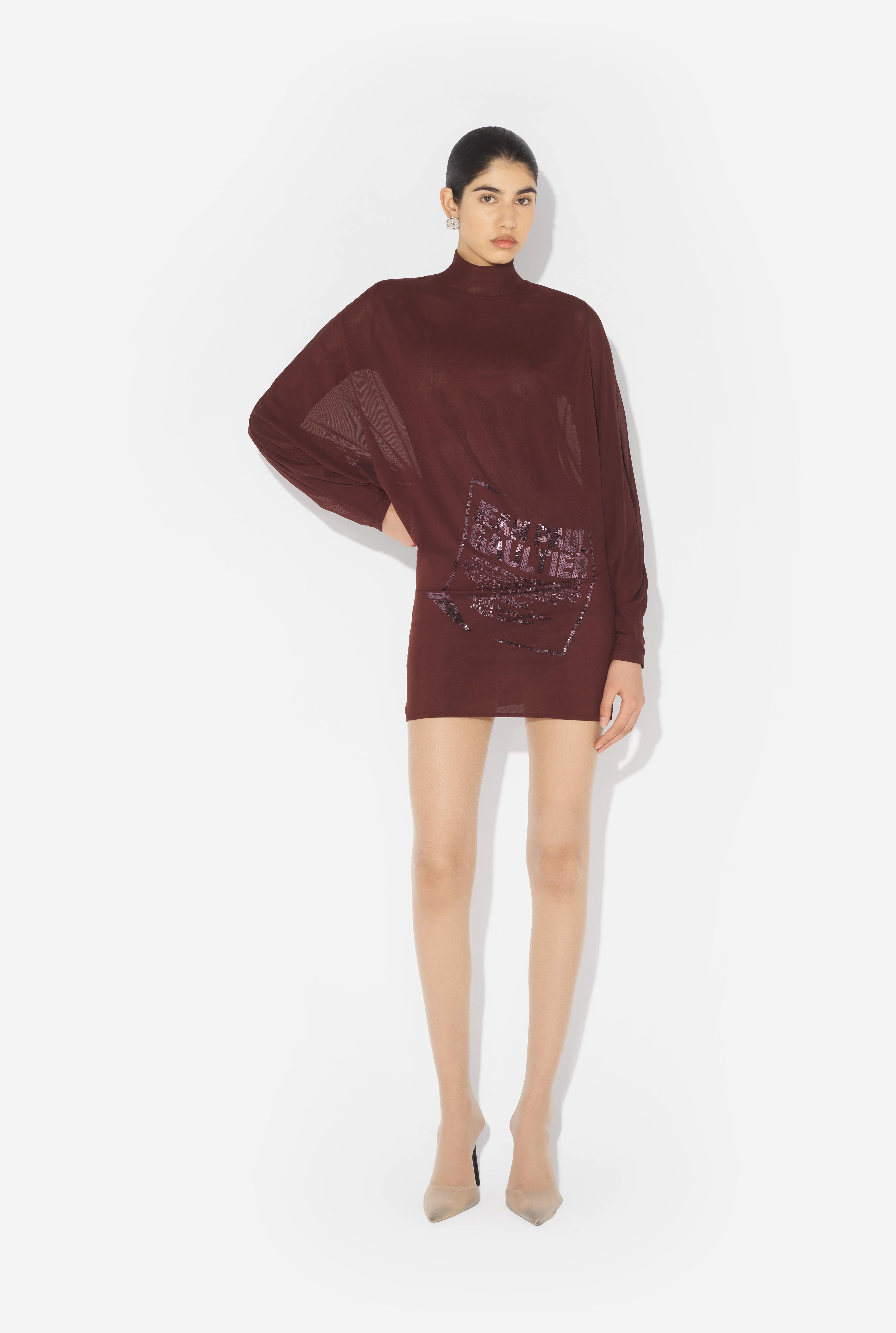 THE SHORT BURGUNDY EMBROIDERED DRESS - 1