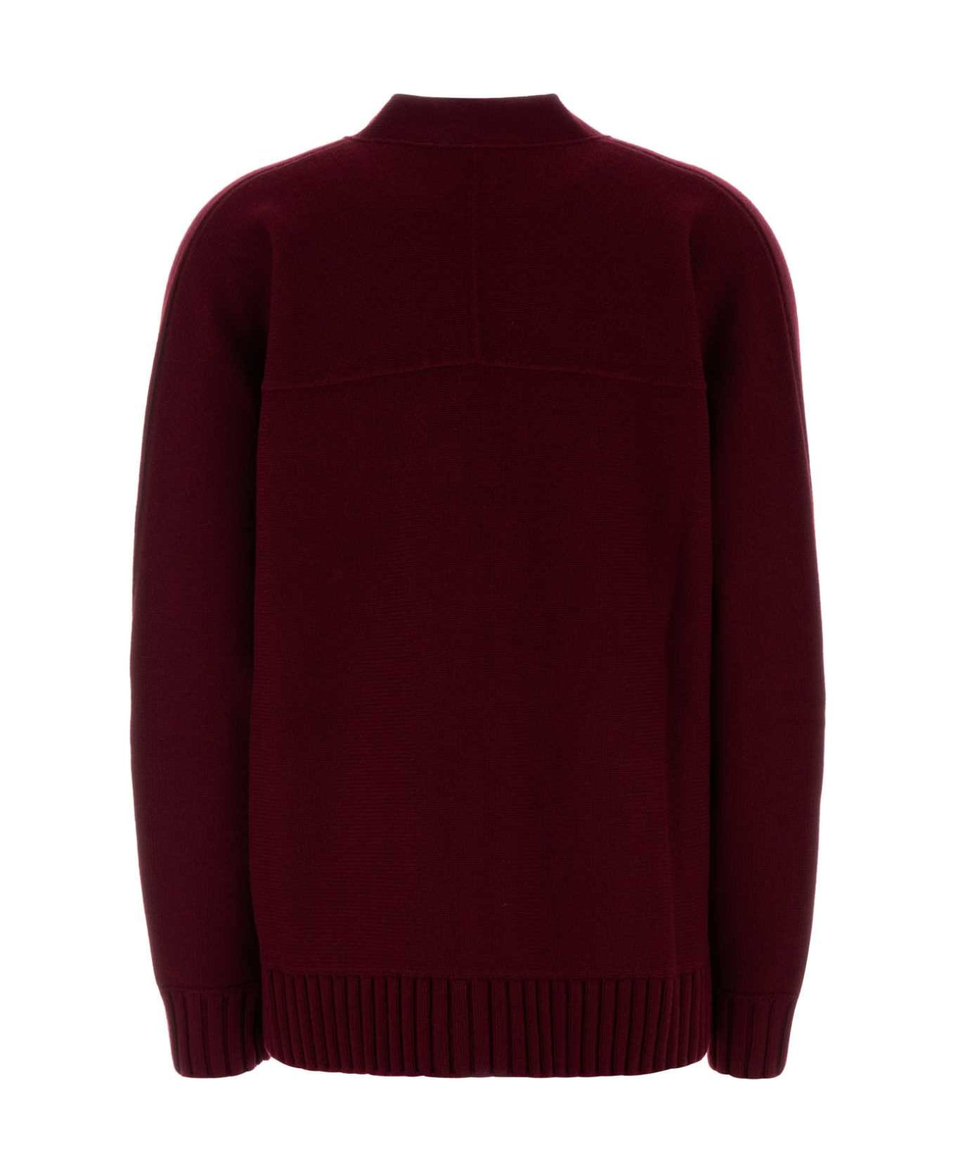 Burgundy Wool Blend Oversize Cardigan - 2