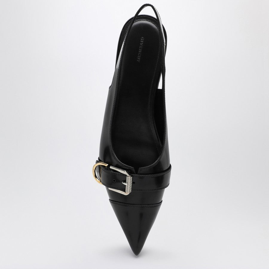 VOYOU BLACK LEATHER SLINGBACK - 4