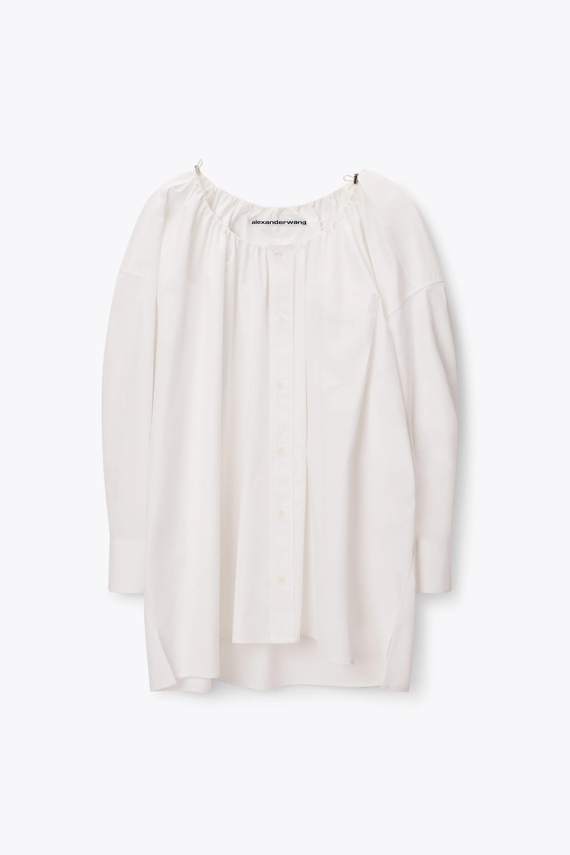 BUNGEE SCOOP NECK MINI SHIRT DRESS - 1