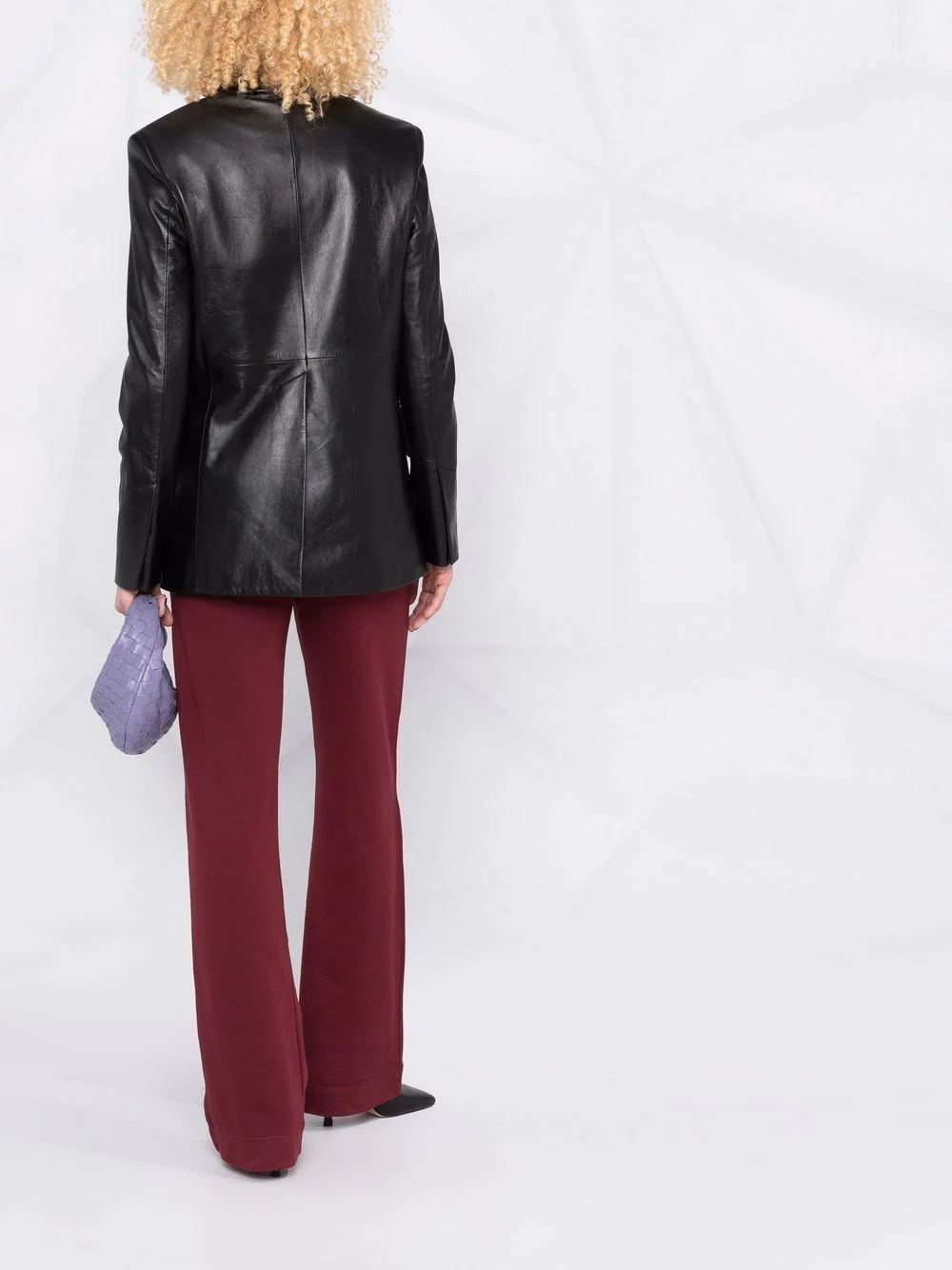 single-breasted leather blazer - 6