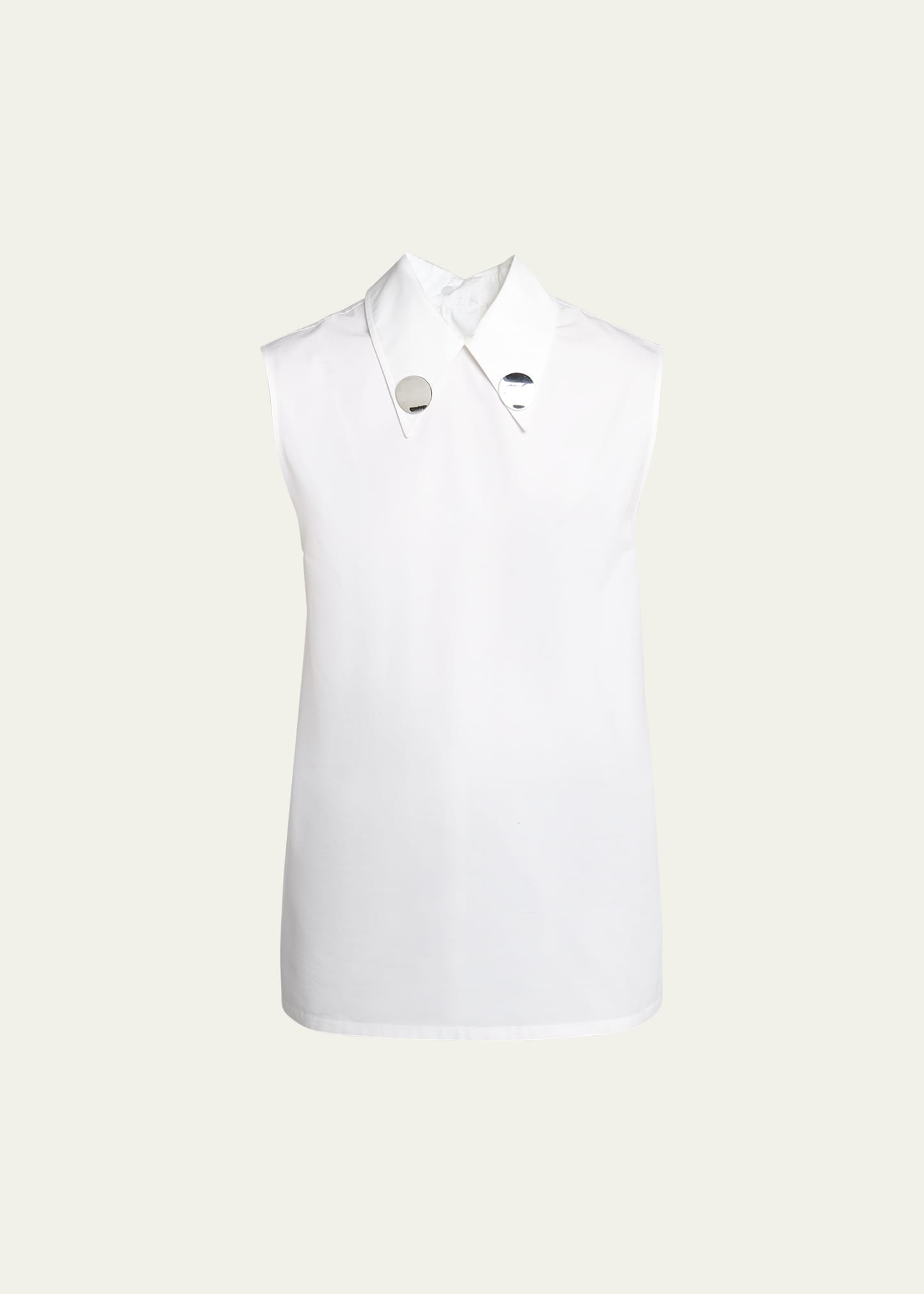 Jil Sander Embellished Collar Sleeveless Poplin Top