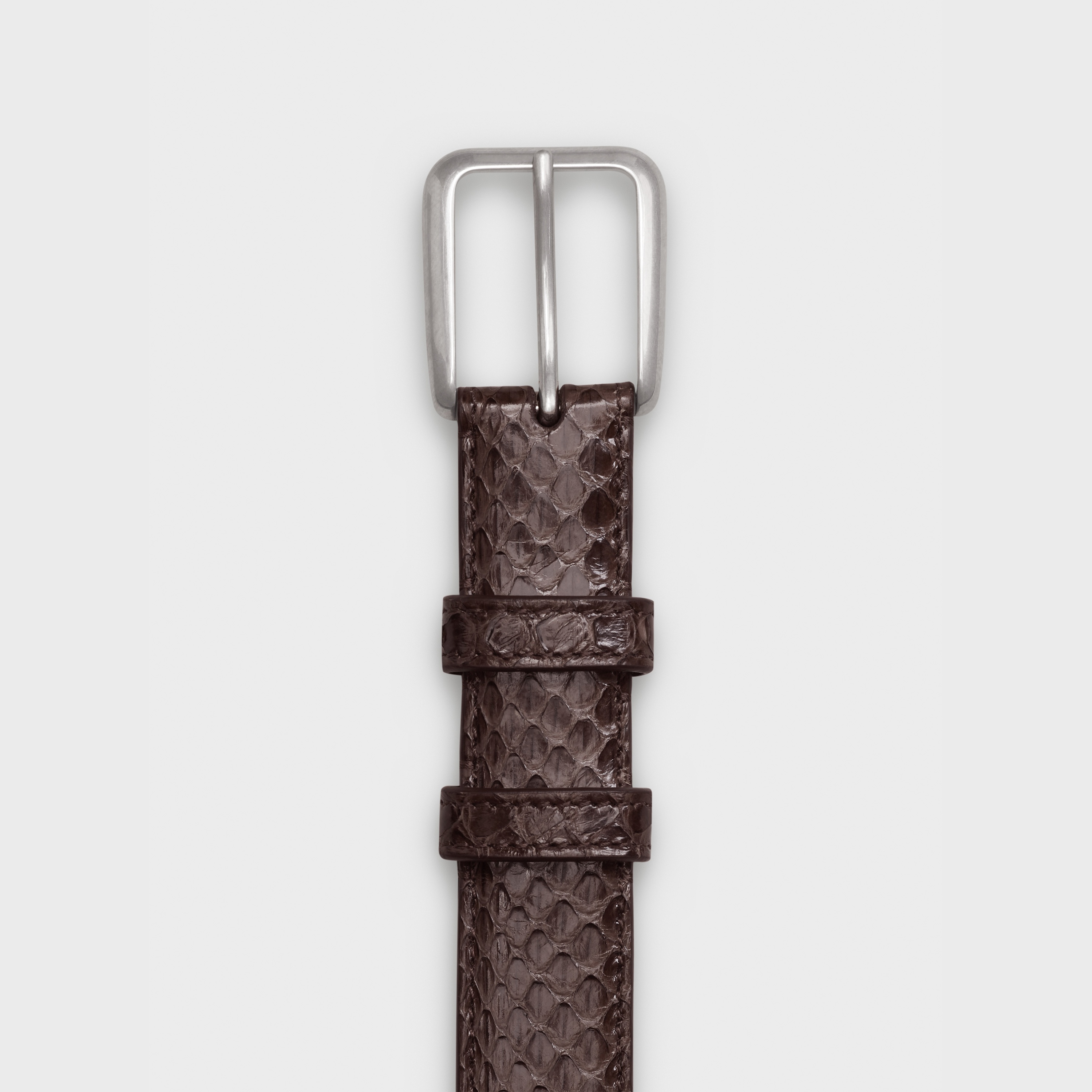 Elegant Belt with Square Buckle in Watersnake - 2