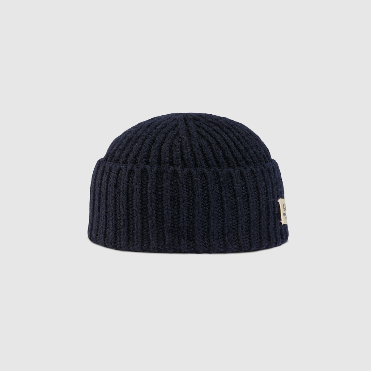 Rib wool hat with label - 2