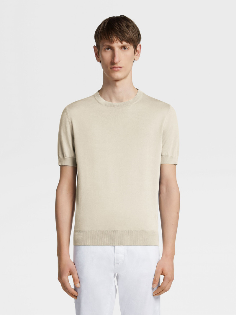 ZEGNA LIGHT BEIGE PREMIUM COTTON T-SHIRT outlook