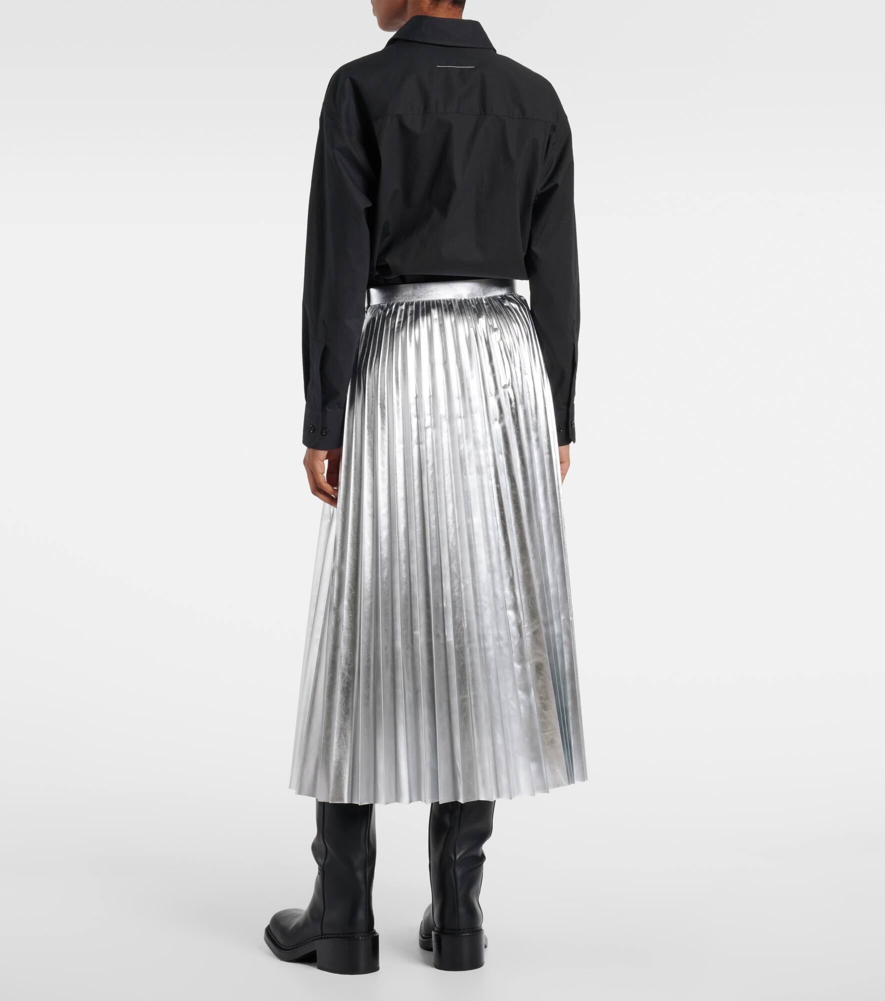 Pleated metallic-effect midi skirt - 3