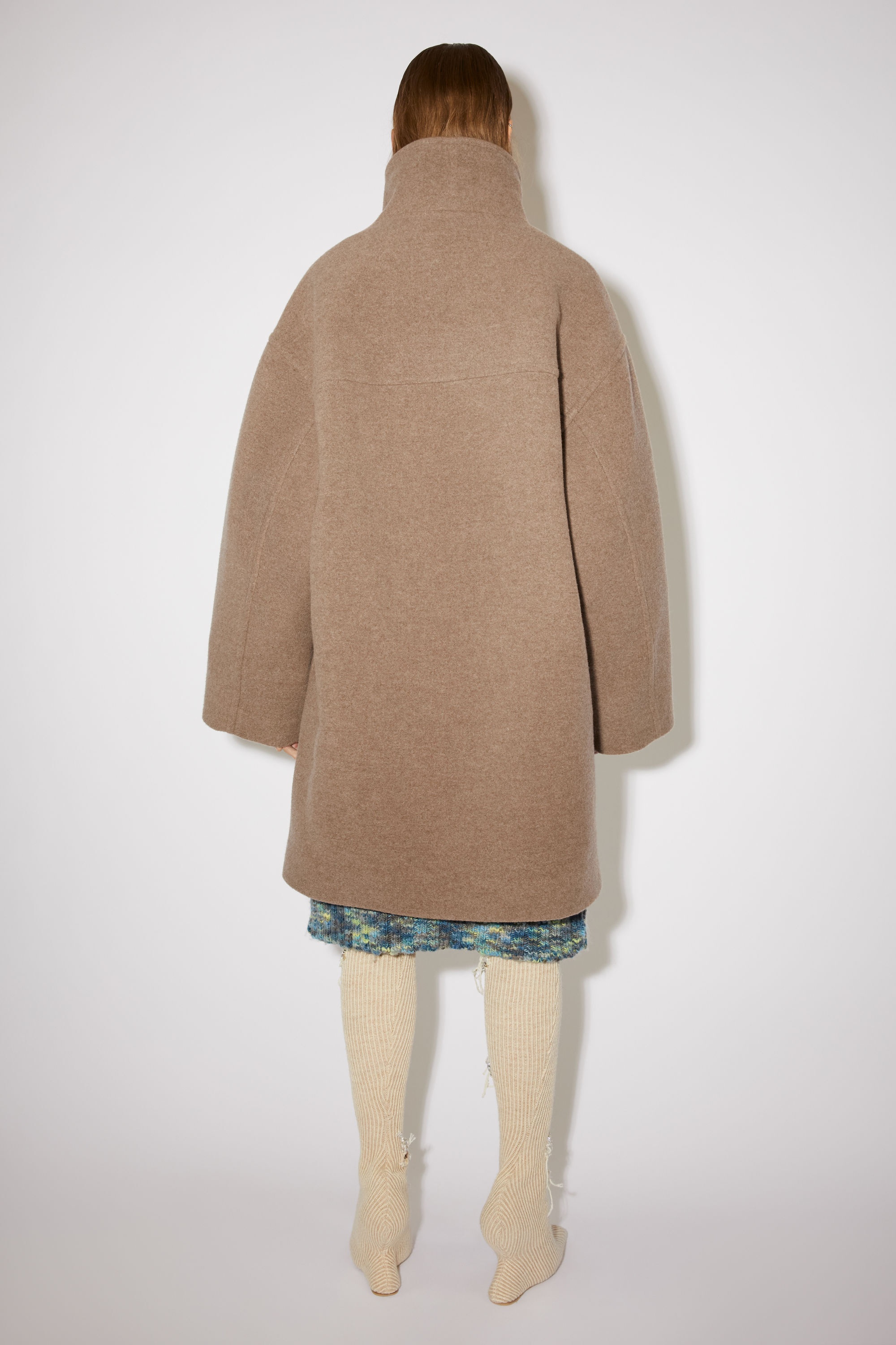 Wool funnel-neck coat - Light brown - 3