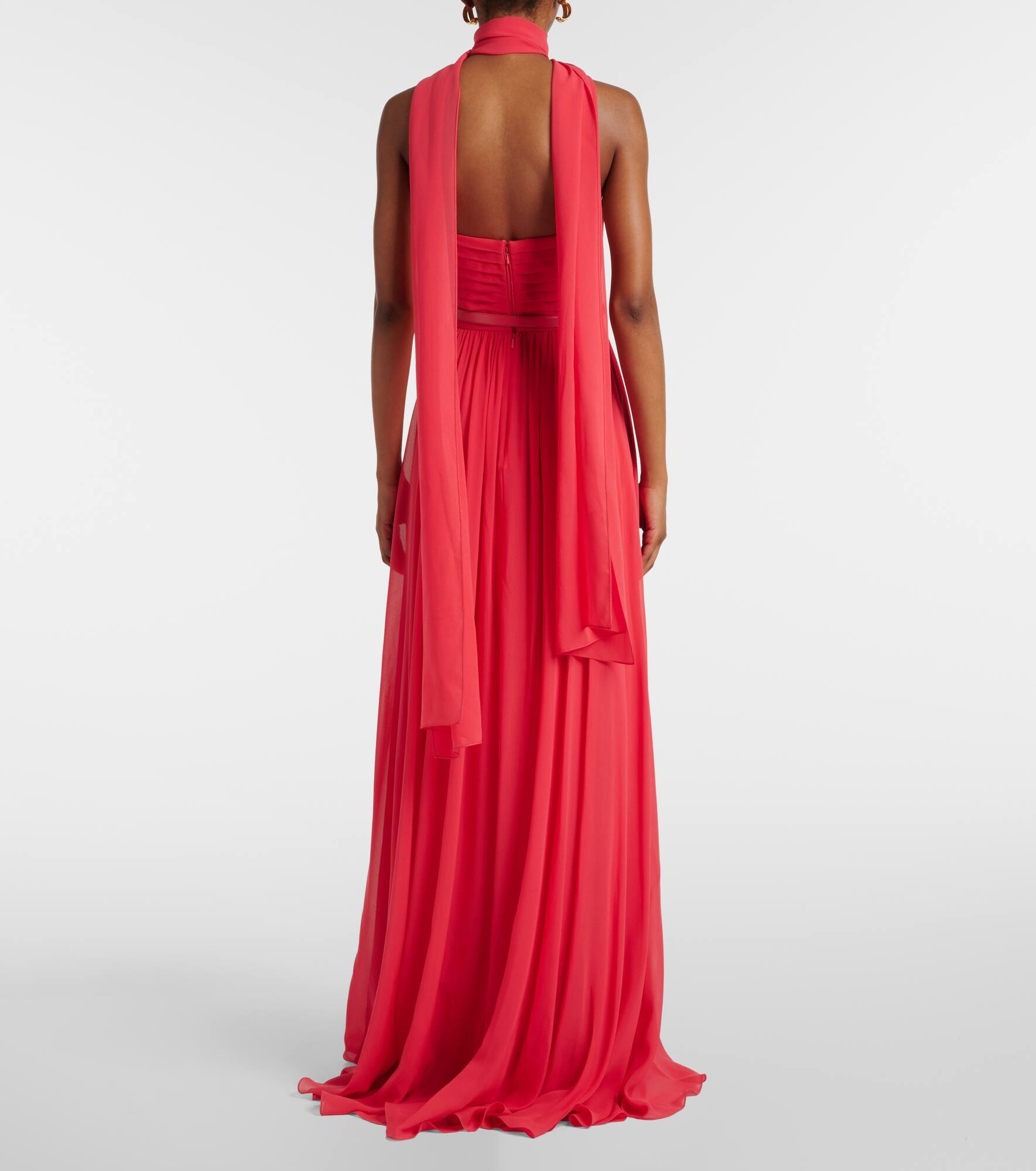 Scarf-detail silk gown - 3