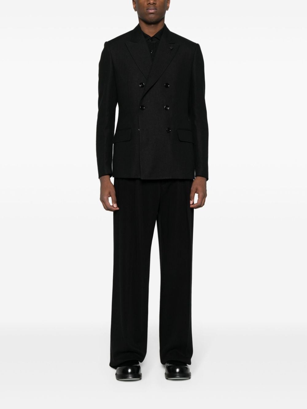 double-breasted linen blazer - 2