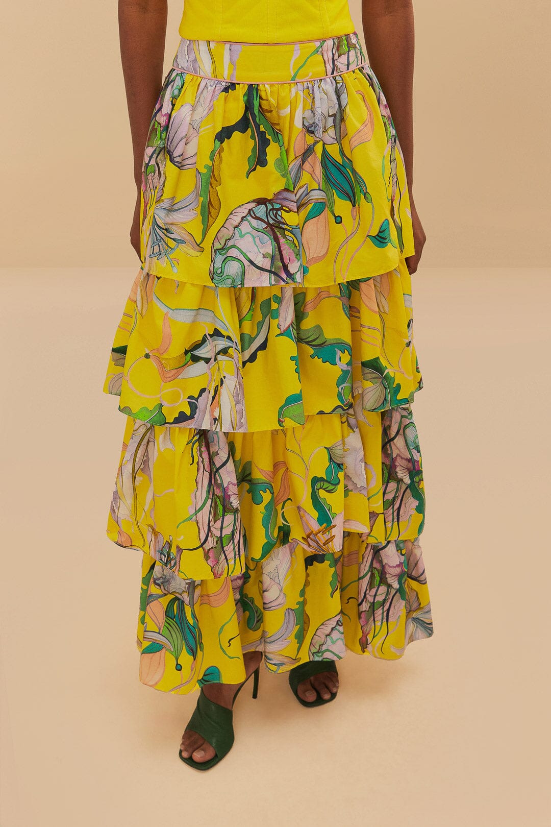 Yellow Jellyfish Bouquet Maxi Skirt - 2