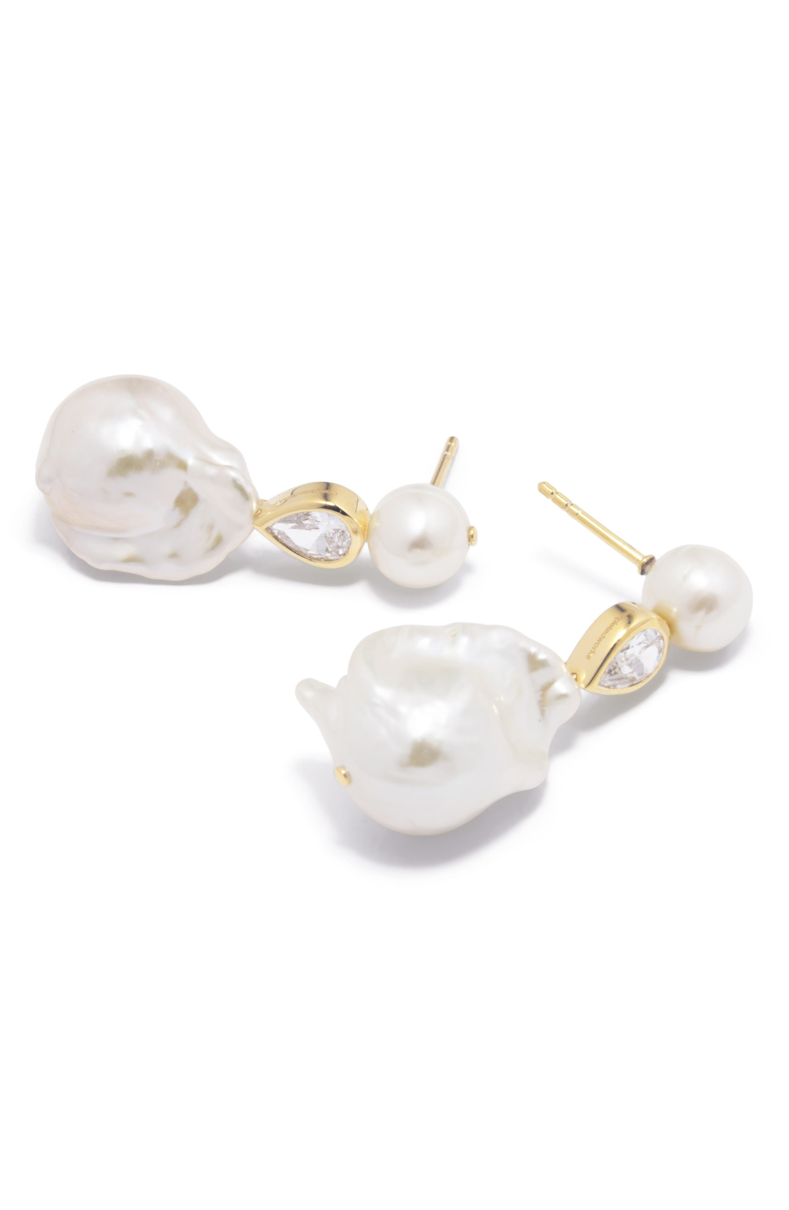 COMPLETEDWORKS Baroque Pearl & Cubic Zirconia Drop Earrings in 18Ct Gold Plated at Nordstrom - 3