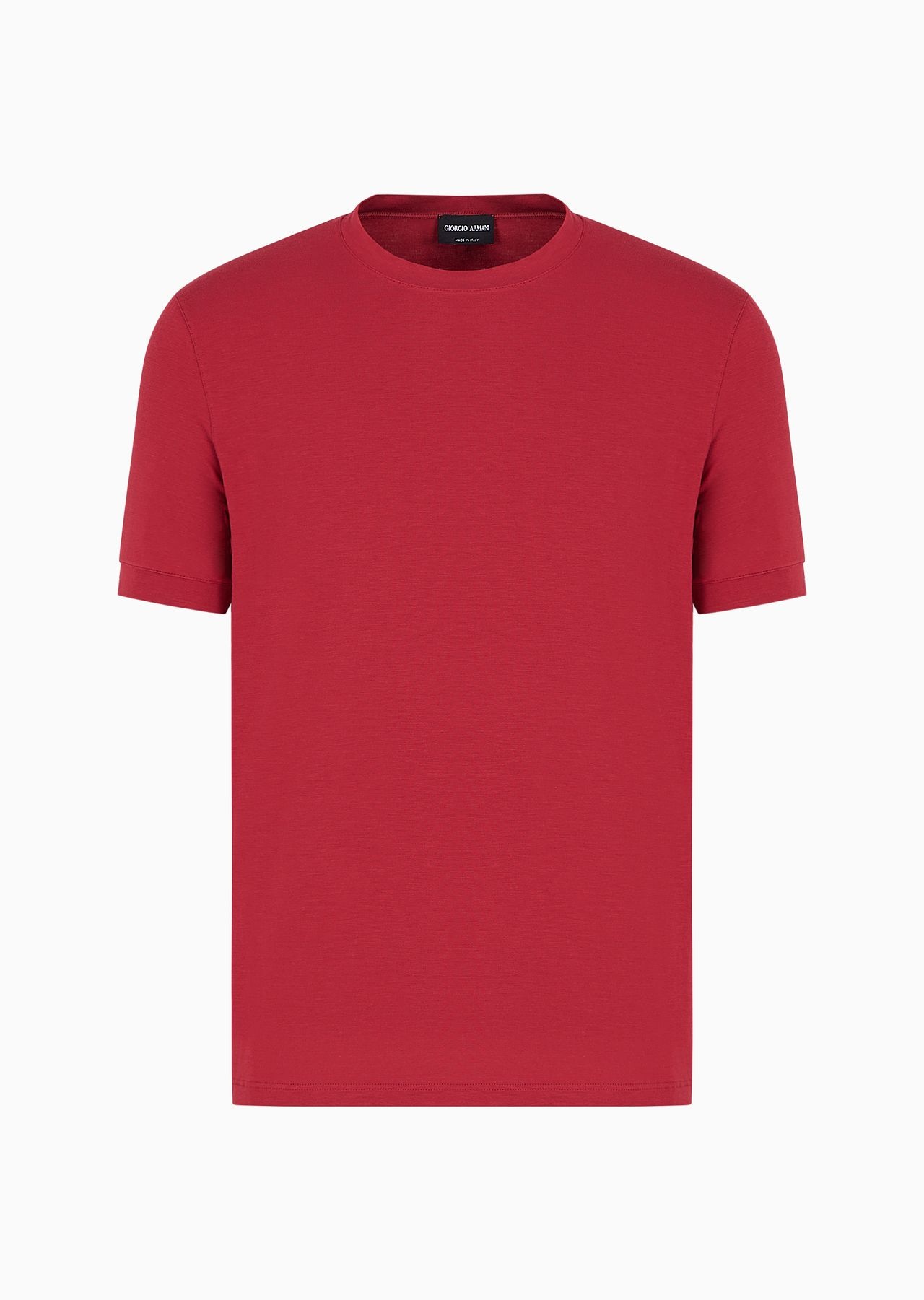 Crew-neck short-sleeved T-shirt in stretch viscose jersey - 1