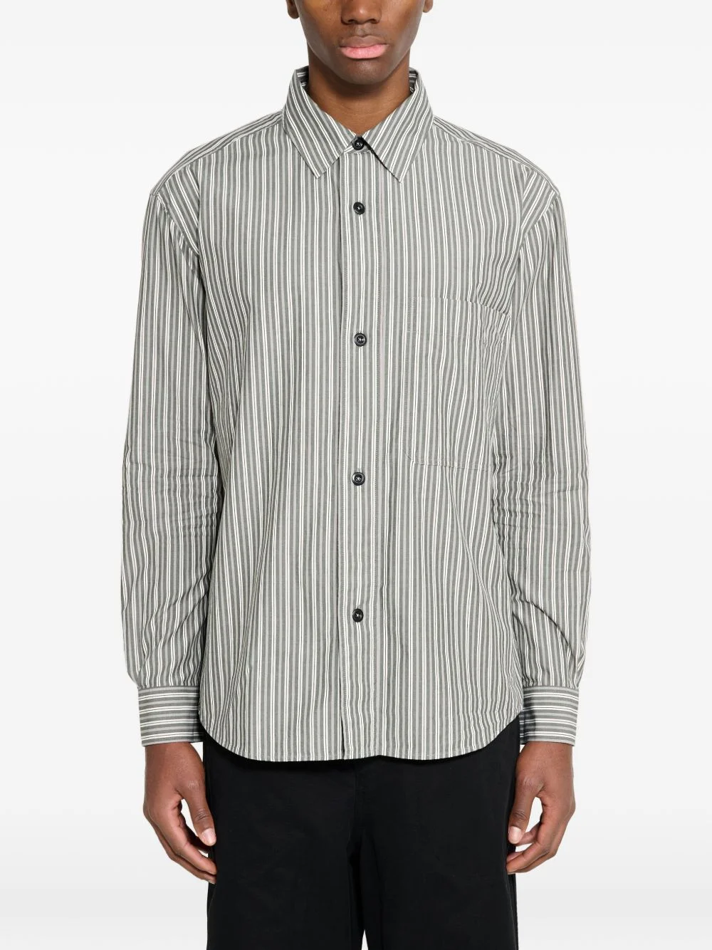 two-tone striped cotton shirt - 1