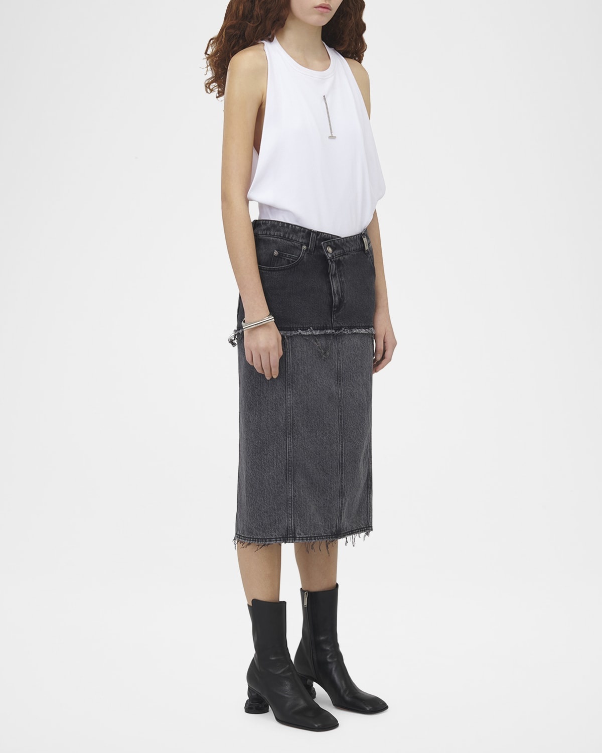 Hybrid Denim Midi Skirt - 3