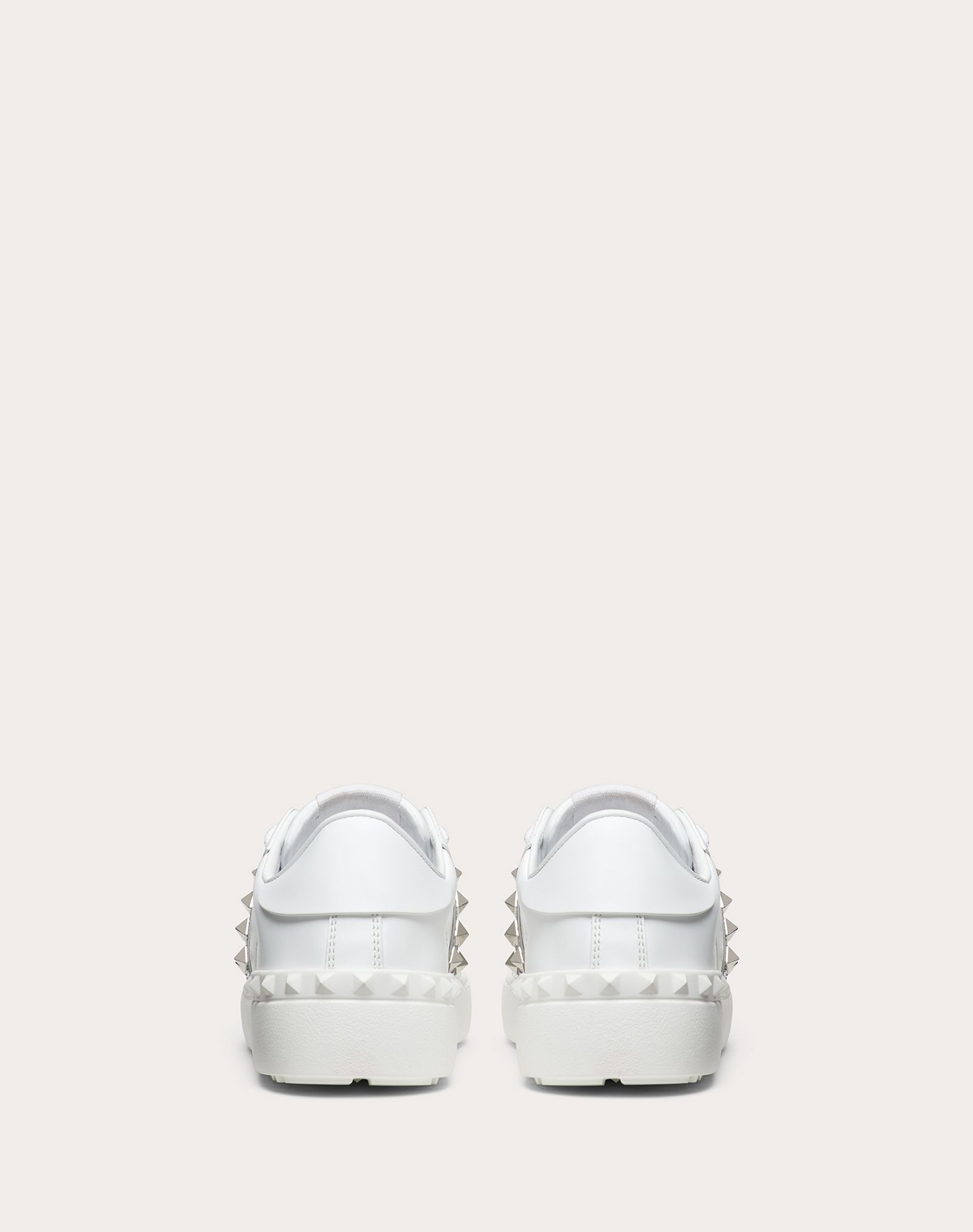 Rockstud Untitled Sneaker in Calfskin Leather with Glitter Stripe - 3