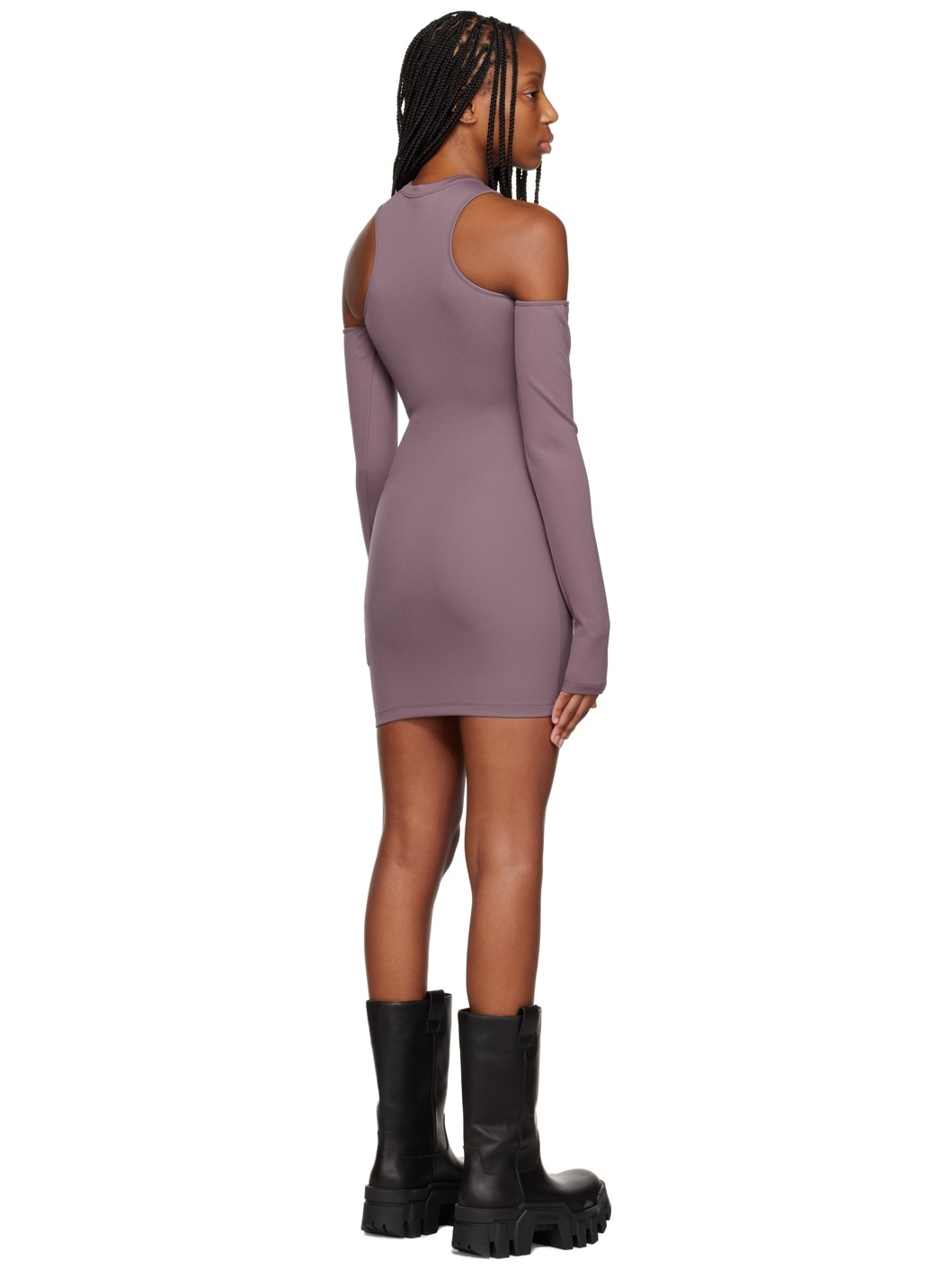 Purple Sleek Asymmetric Minidress - 3