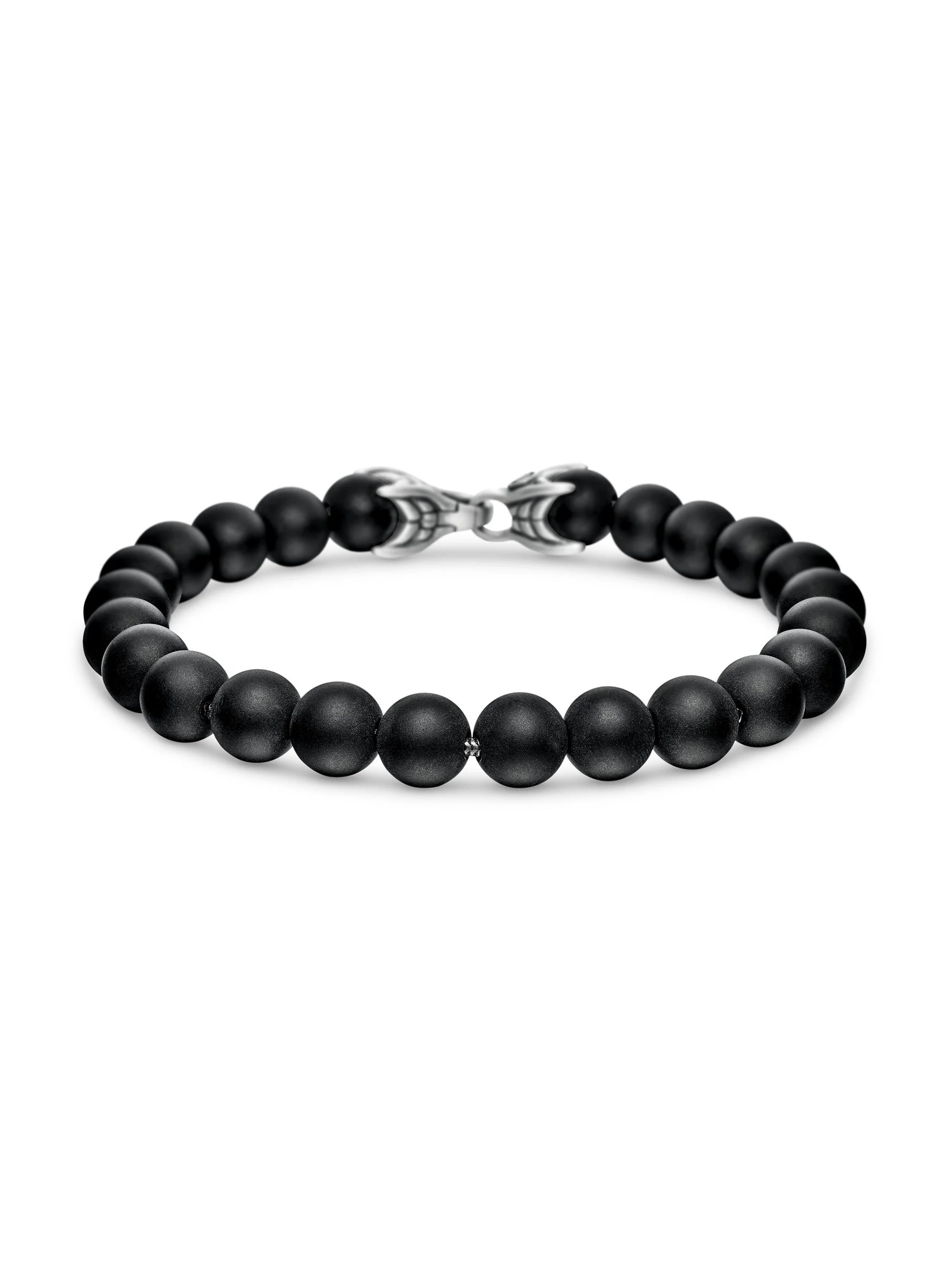 Men's Spiritual Beads Bracelet in Sterling Silver - Black Onyx - 1