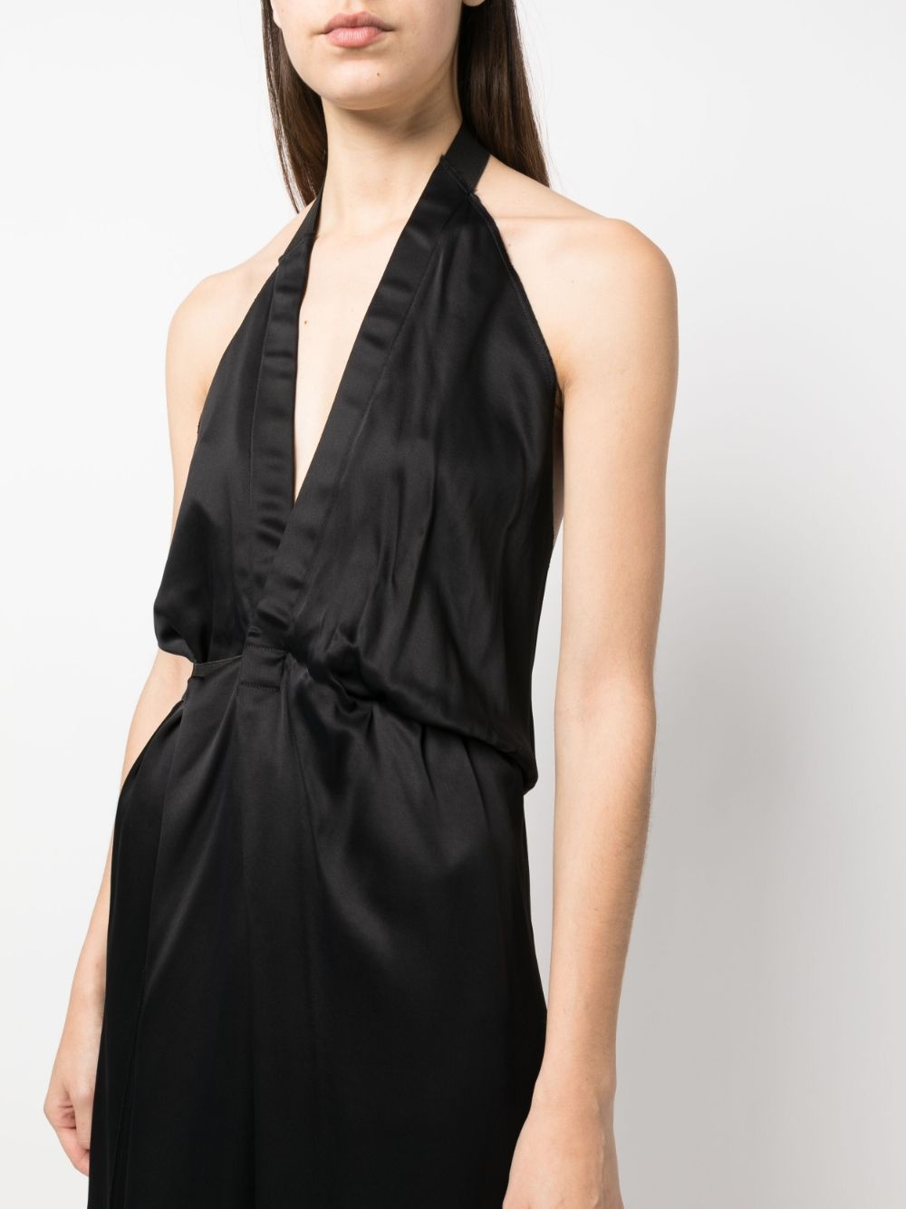 satin halterneck midi dress - 5