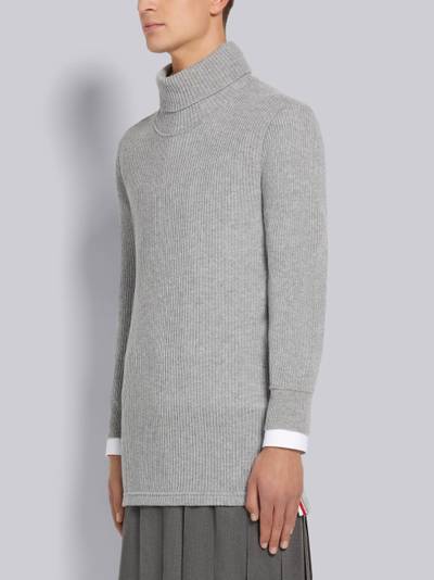 Thom Browne Light Grey 2x2 Cashmere Rib Long Sleeve Turtleneck outlook