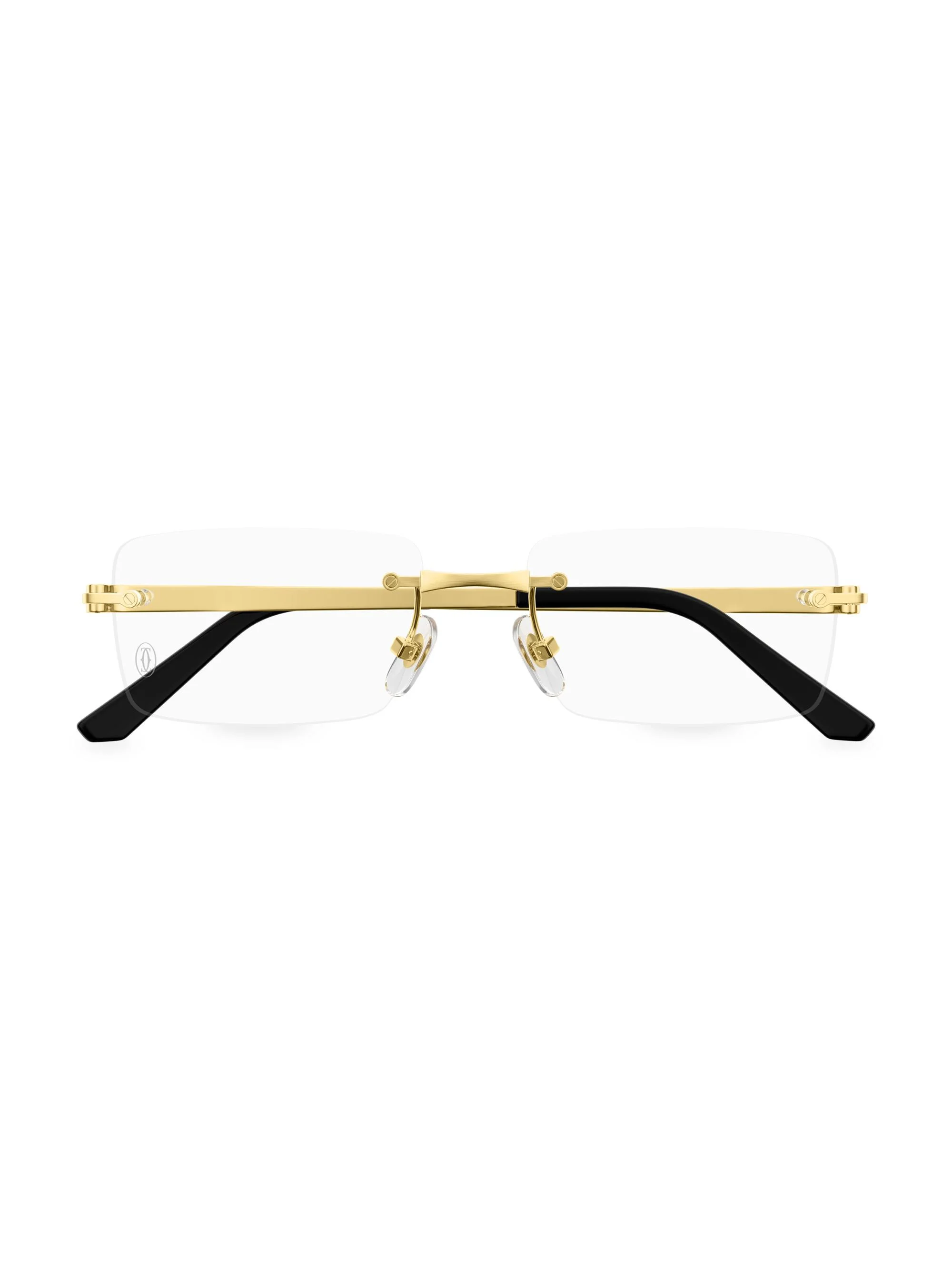 Men's 55MM 24K-Gold-Plated Rectangular Optical Eyeglasses - Clear Gold - 1