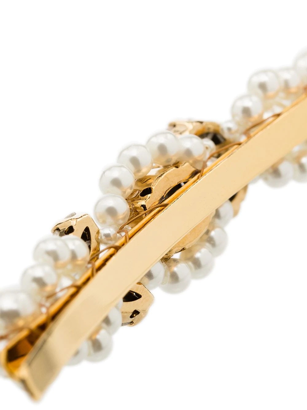 gold-tone pearl and crystal hair clip - 3