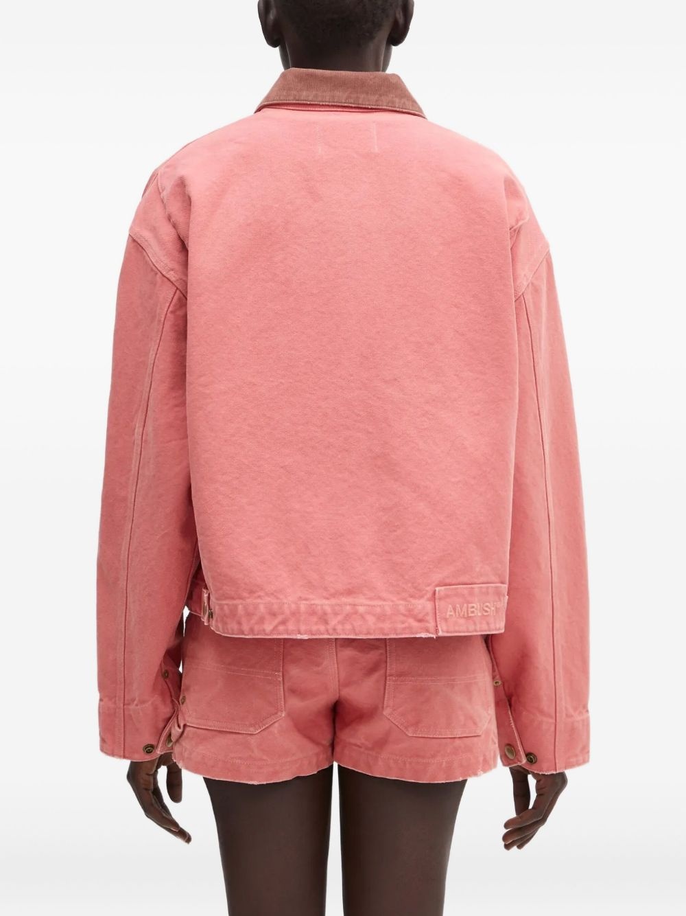 corduroy-collar zip-up jacket - 3