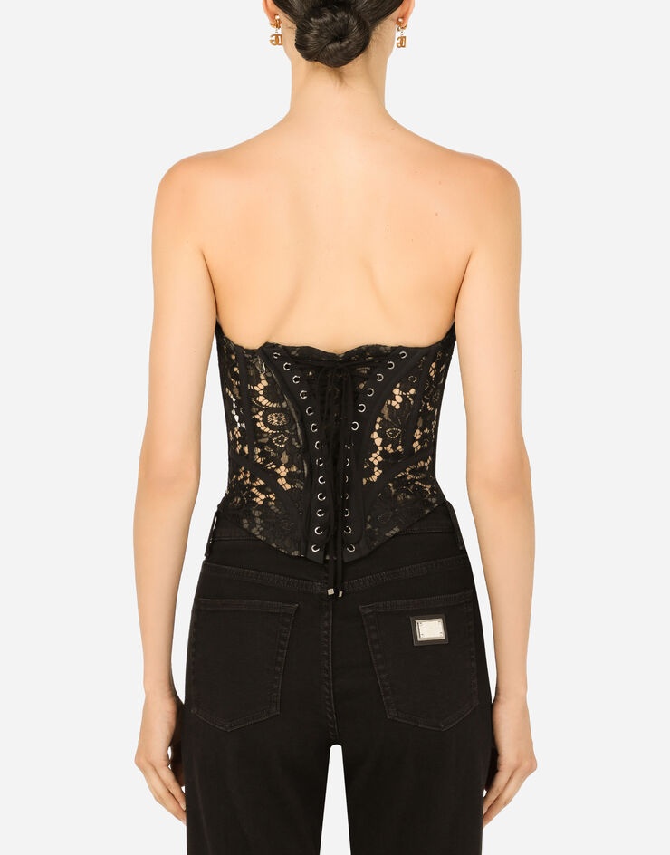 Lace bustier with laces and eyelets - 2