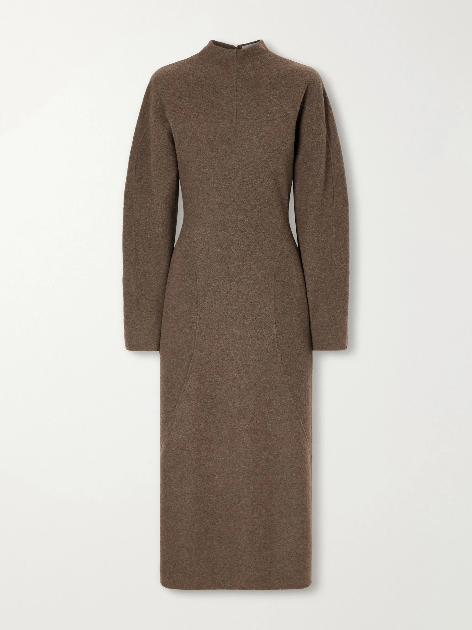 Tenuta paneled wool-blend midi dress Dark brown - 1