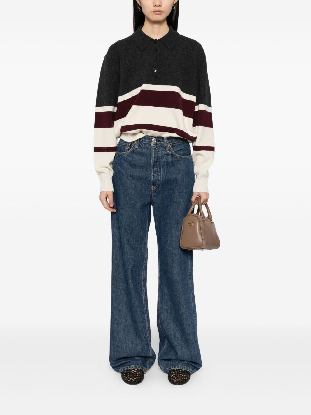 striped polo top - 2