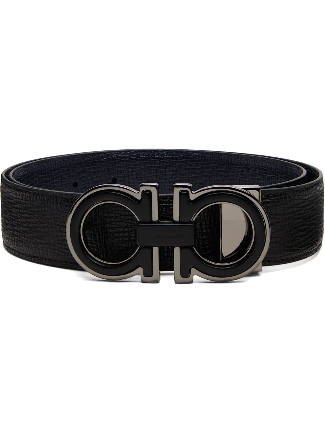 Black Adjustable Gancini Reversible Belt - 1