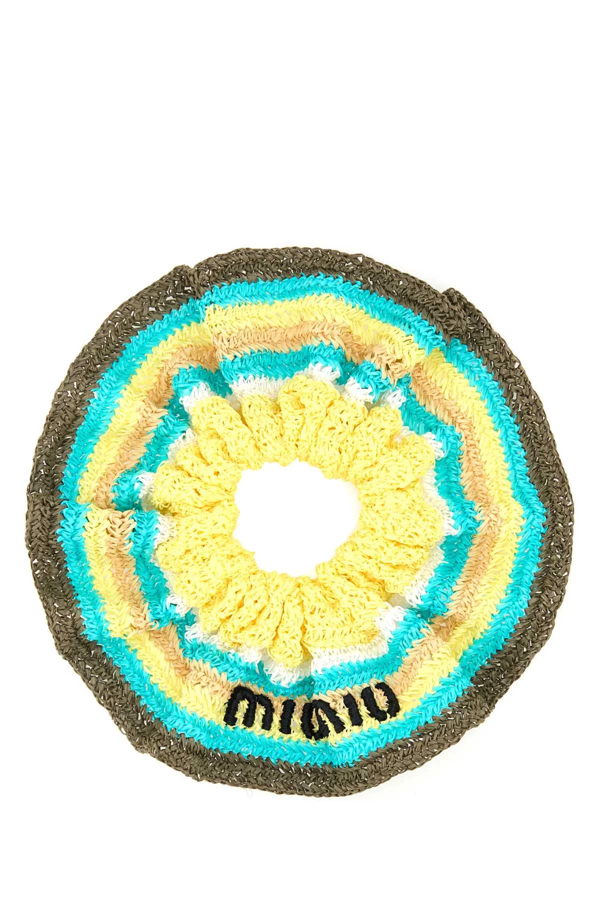 Miu Miu Women Embroidered Rafia Scrunchie - 1