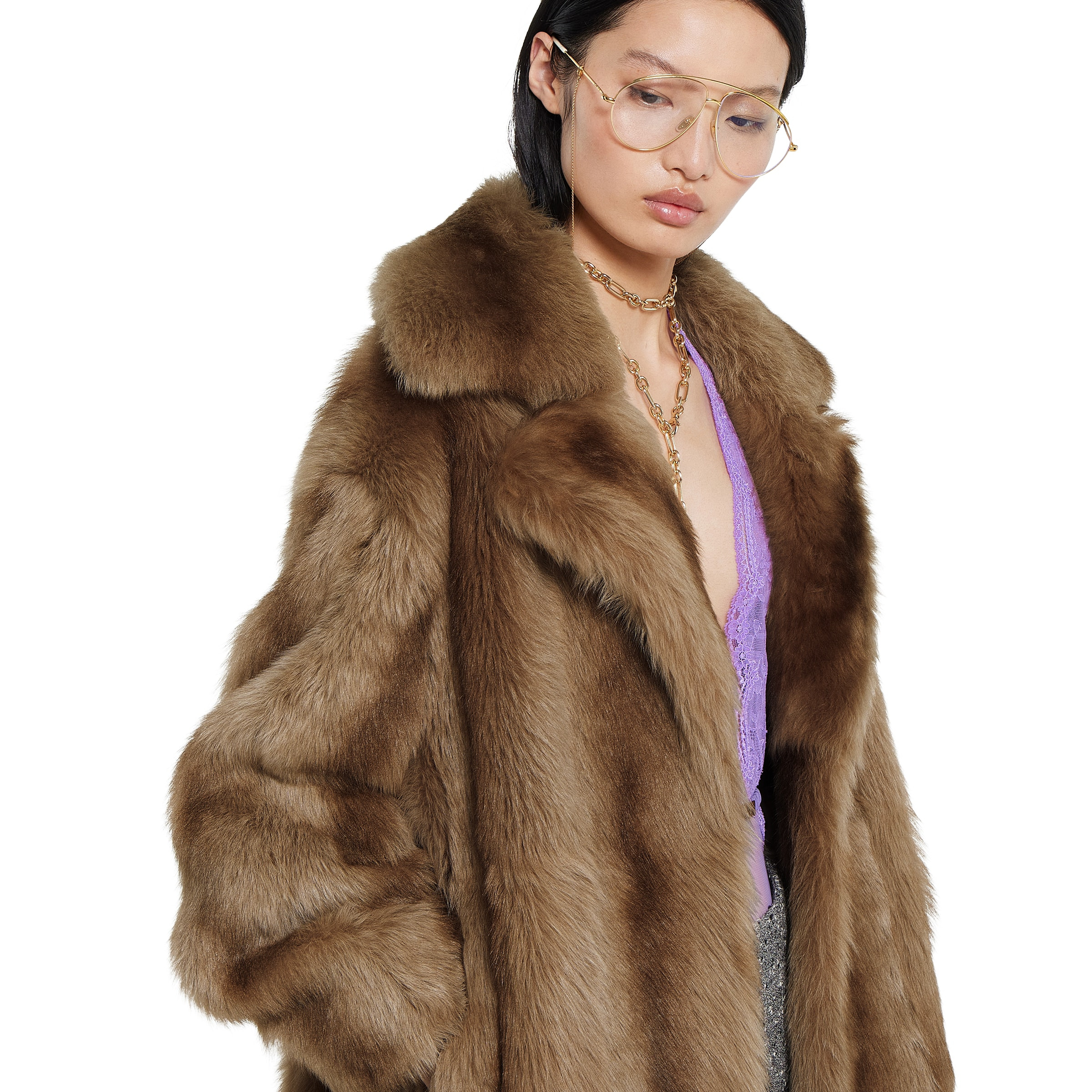 Degradé soft shearling peacoat - 5