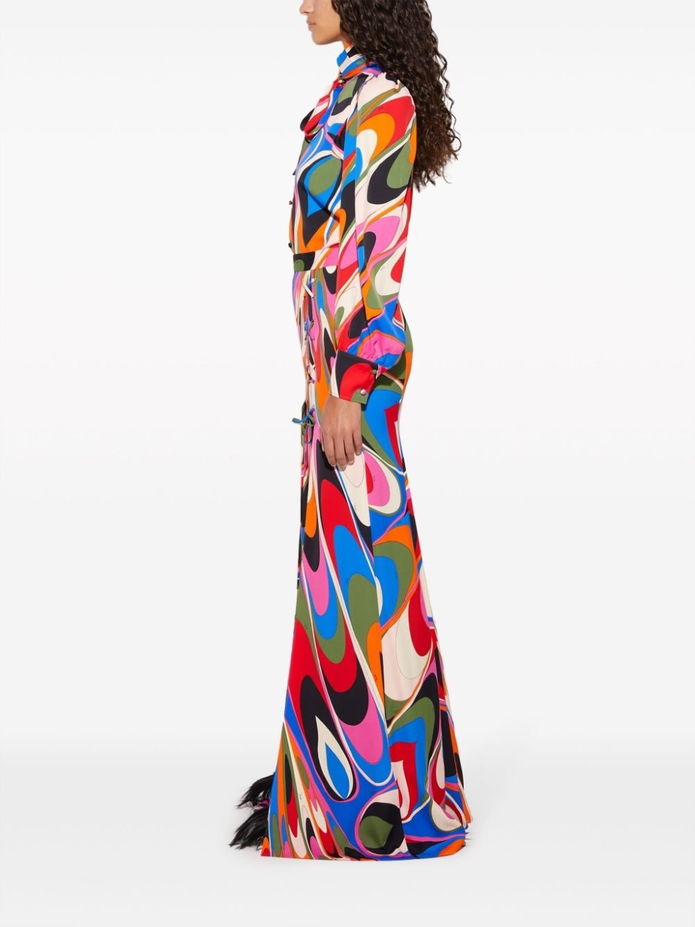 Marmo-print lace-up maxi skirt - 3