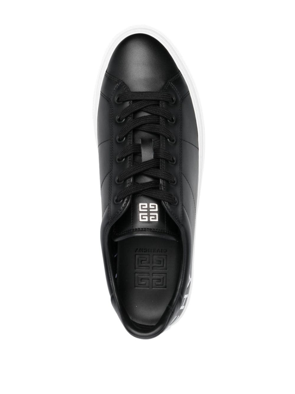 logo-print leather sneakers - 4