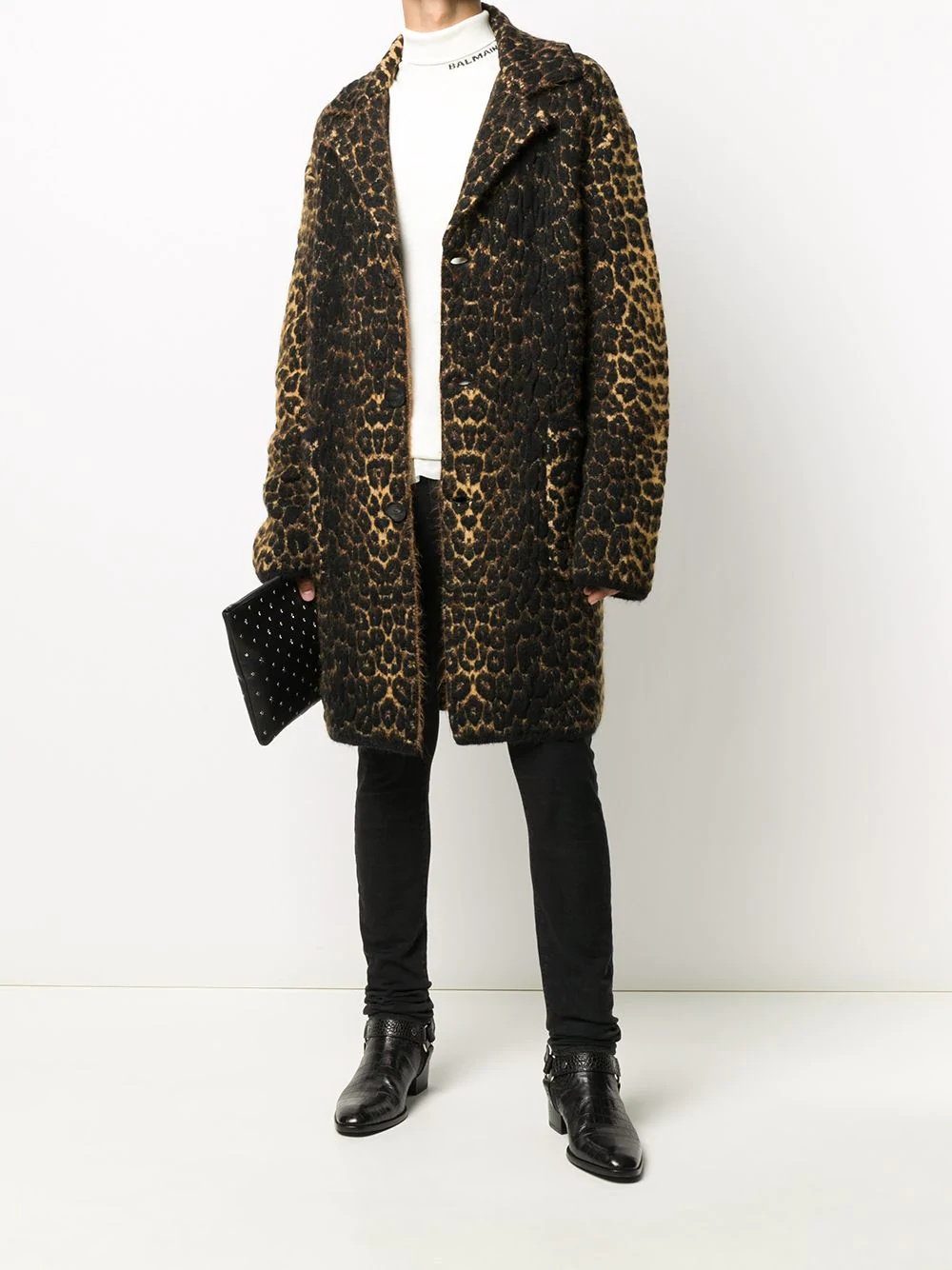 leopard-print single-breasted coat - 2