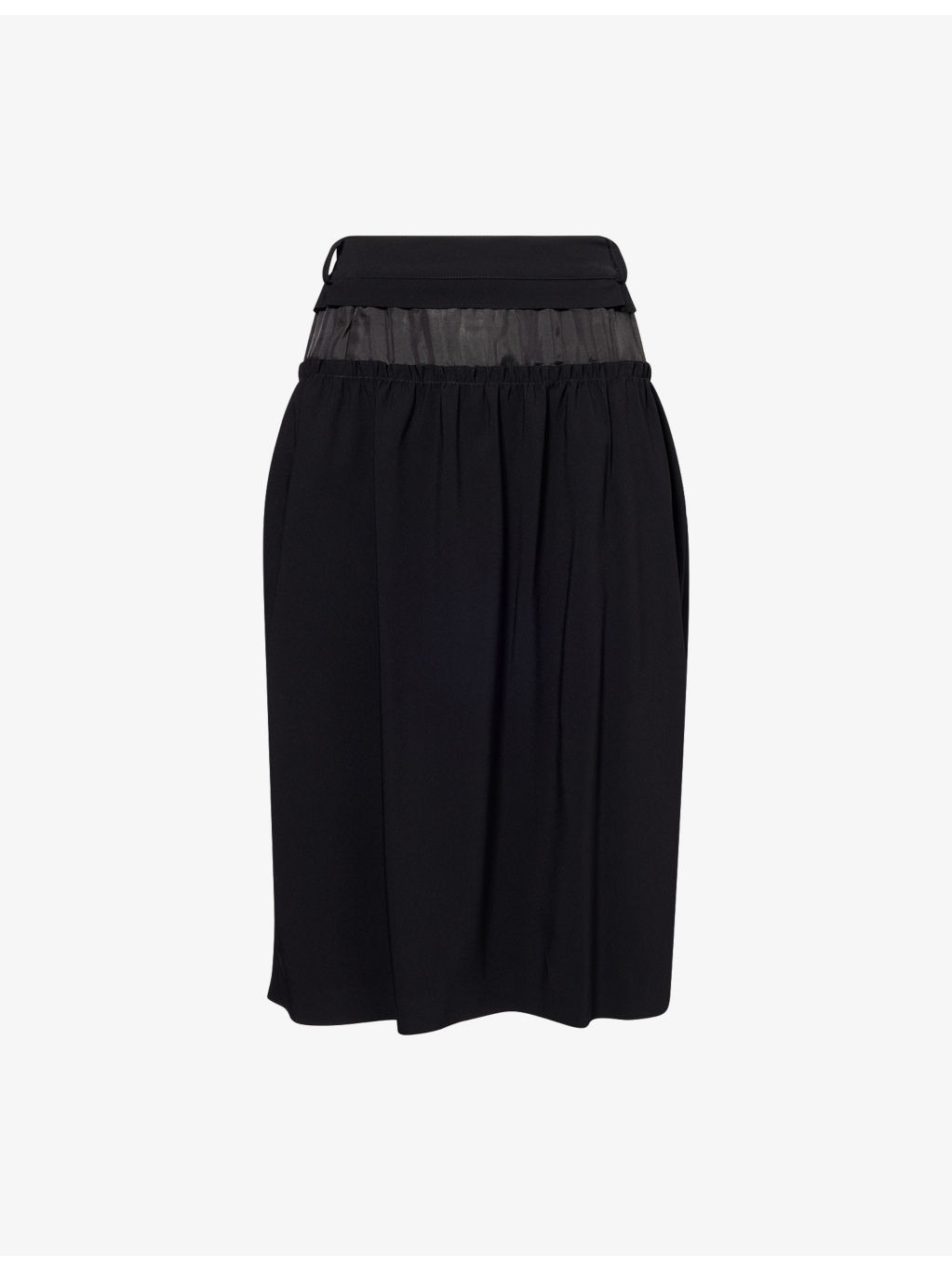 Satin-Waistband Regular-Fit Stretch-Woven Midi Skirt - 1