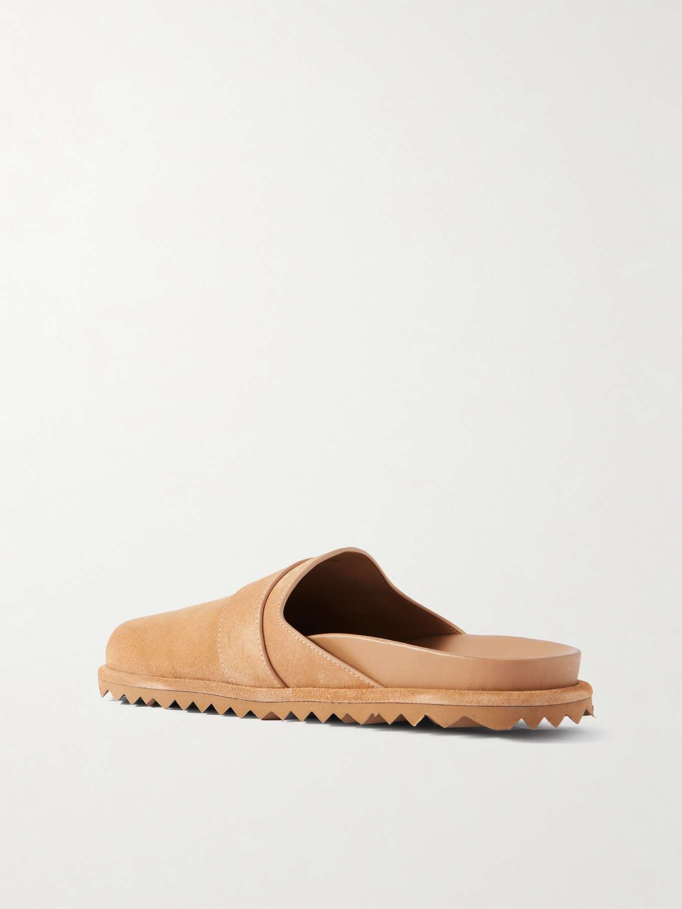 Fayence faux pearl-embellished suede mules Tan - 3