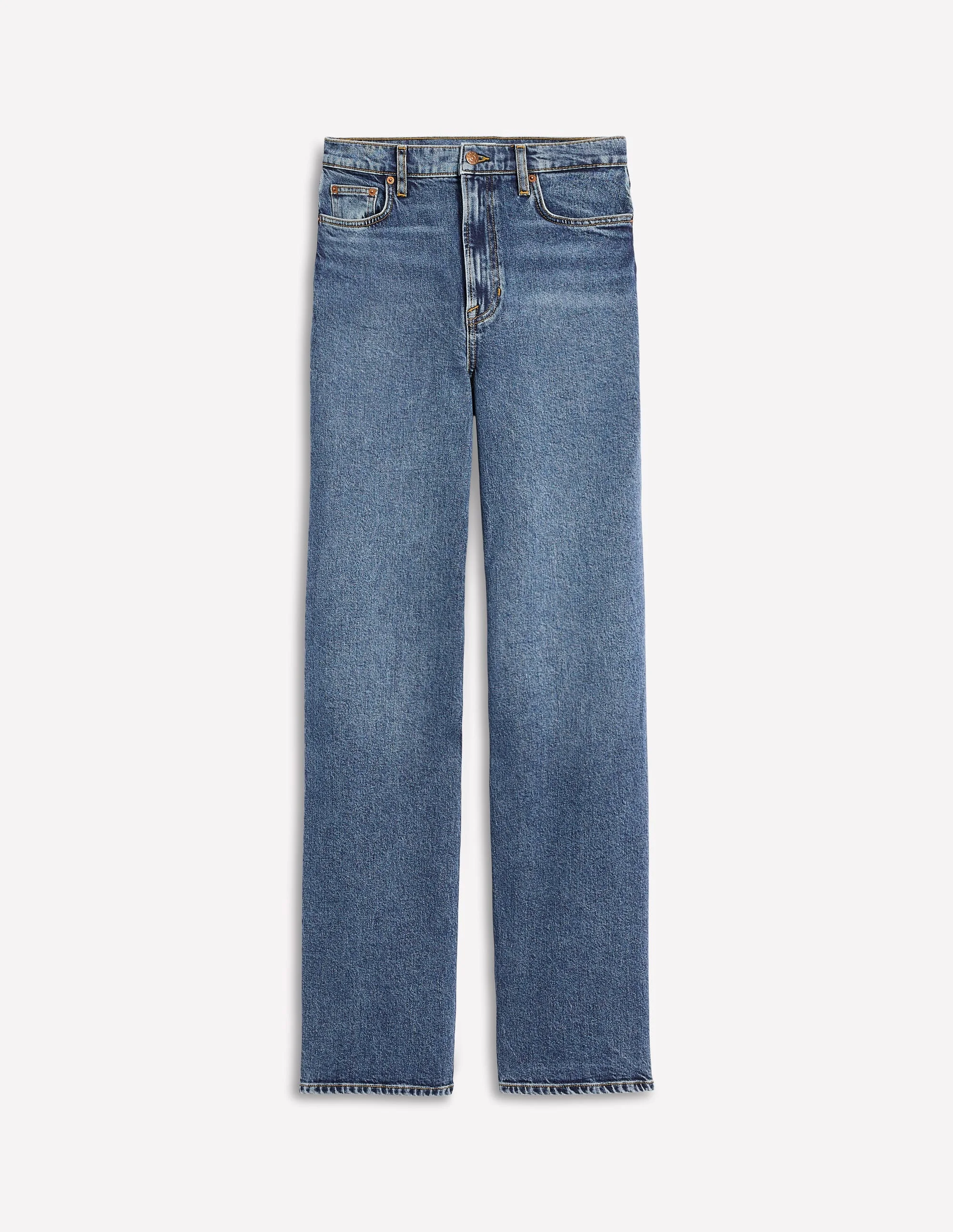 High Rise Column Leg Jeans-Mid Vintage - 1