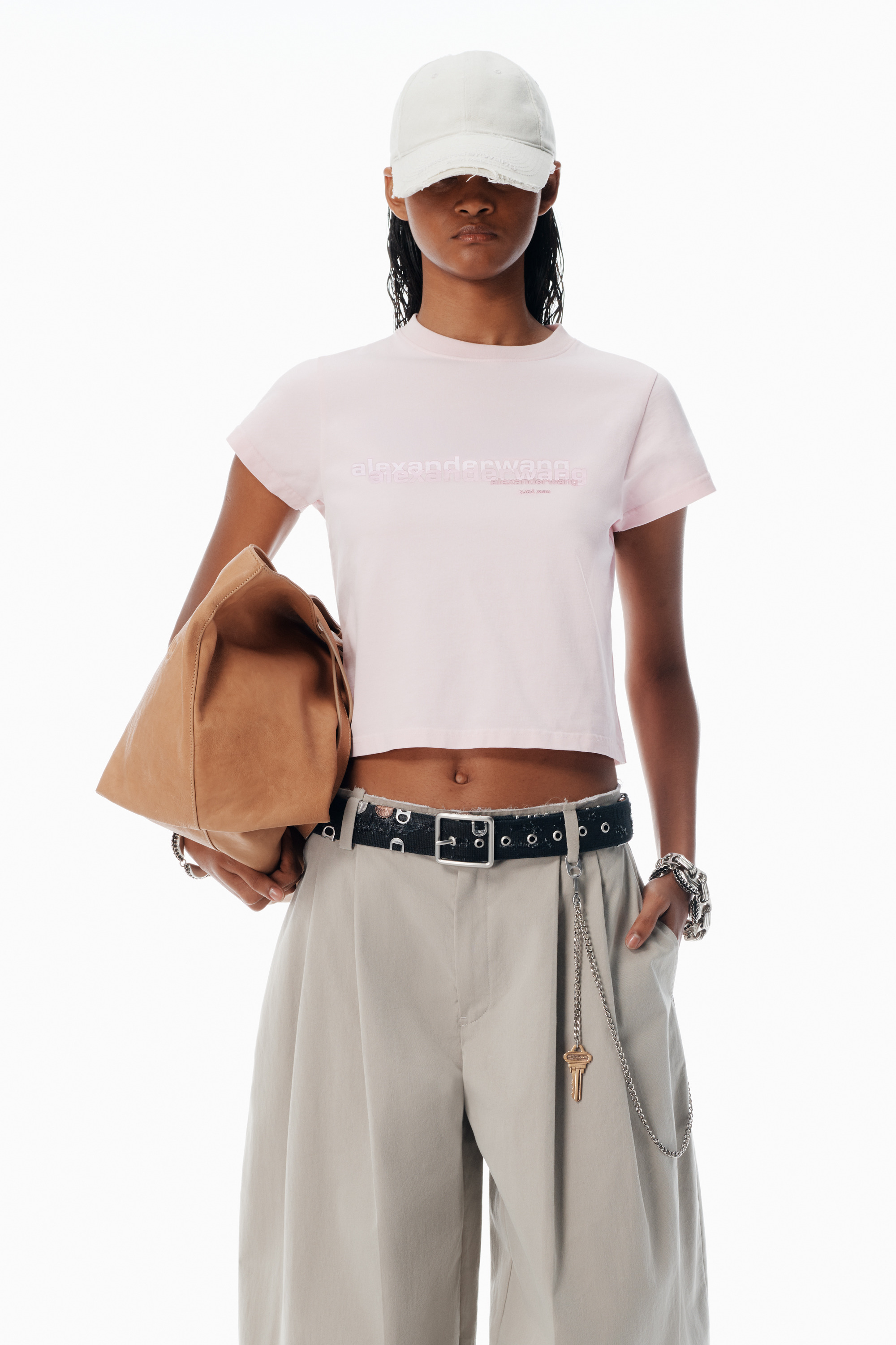 Pink Cotton Shrunken Logo Tee - 2