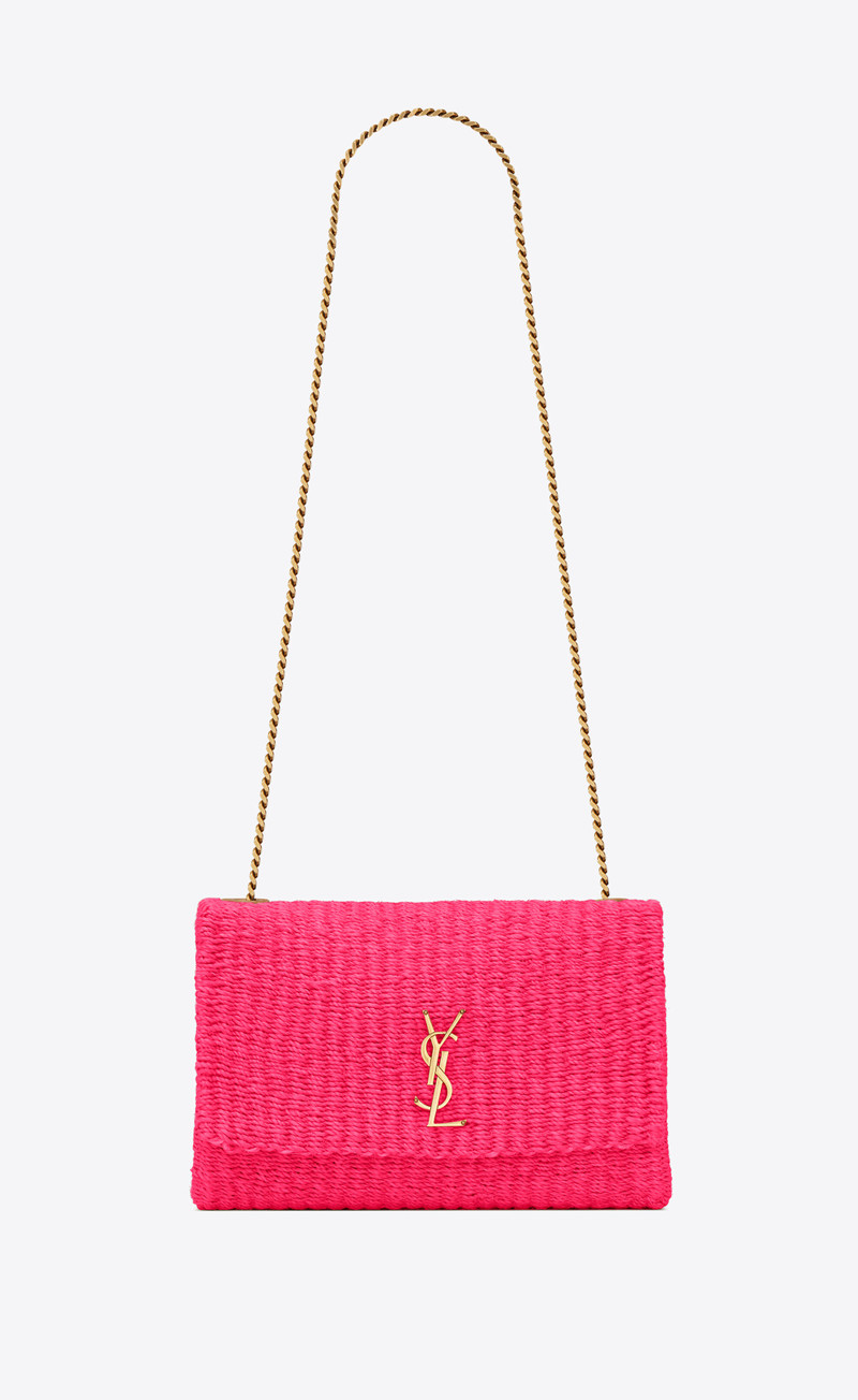 kate medium supple chain bag in raffia - 1