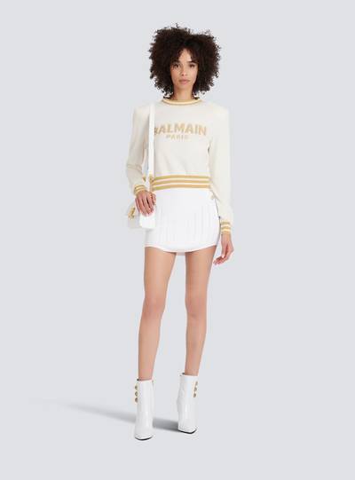 Balmain Cropped wool sweatshirt with gold Balmain logo outlook