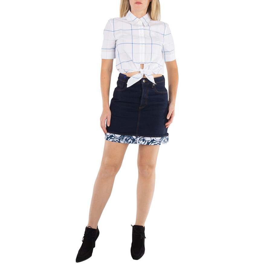 Burberry Check Printed Buttoned Cotton Cropped Shirt - 4