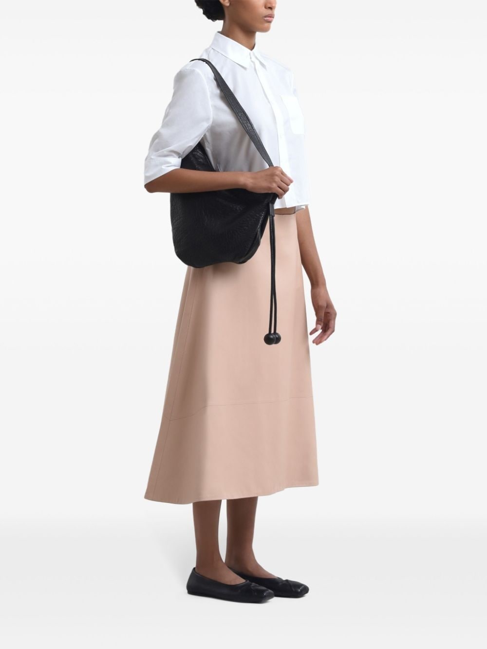 A-Line leather midi skirt - 3